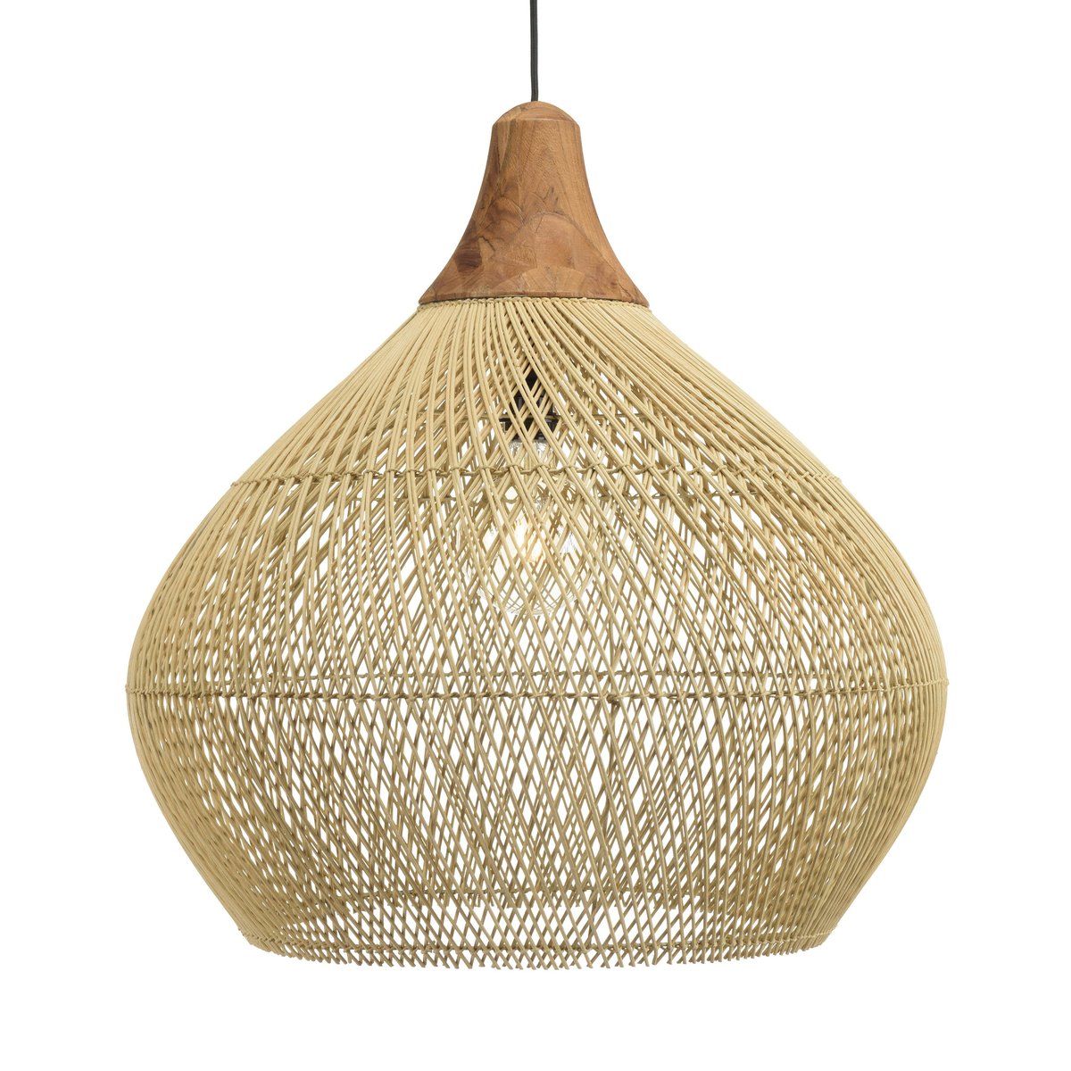 Suspension boule en rotin 68 cm FOLELLI ecru, PIER IMPORT