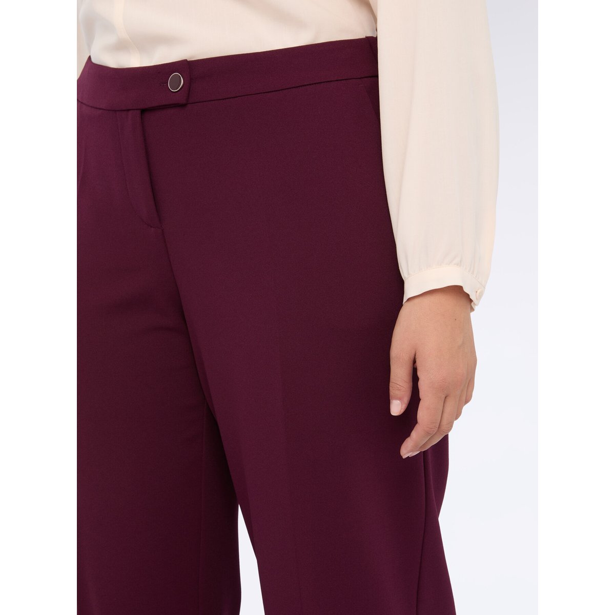 Pantalon jambe large en tissu stretch burgundy, FIORELLA RUBINO