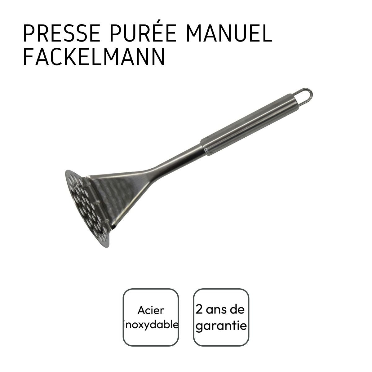 Duo Presse-purée manuel et Fourchette 3 dents noir|inox, FACKELMANN