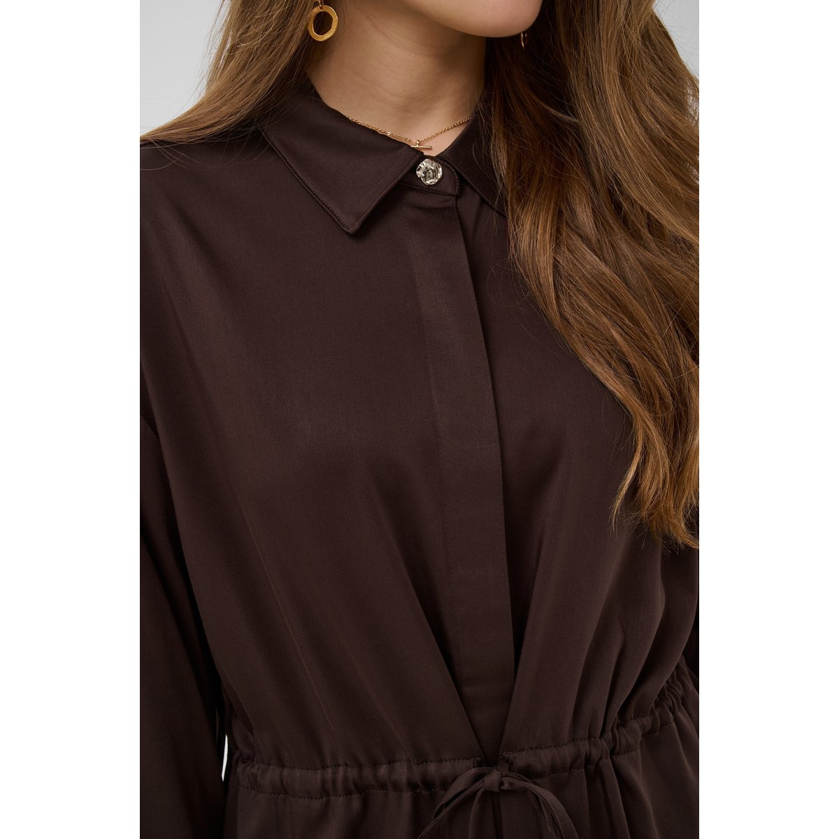 Chemise à manches longues marron java, CREAM