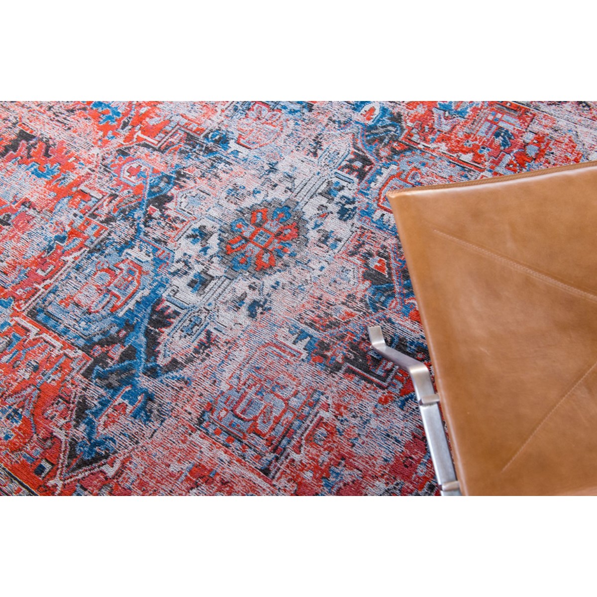 Tapis salon et chambre tissé plat style orient CLASSIC BRICK - Louis de Poortere rouge, NOVATREND