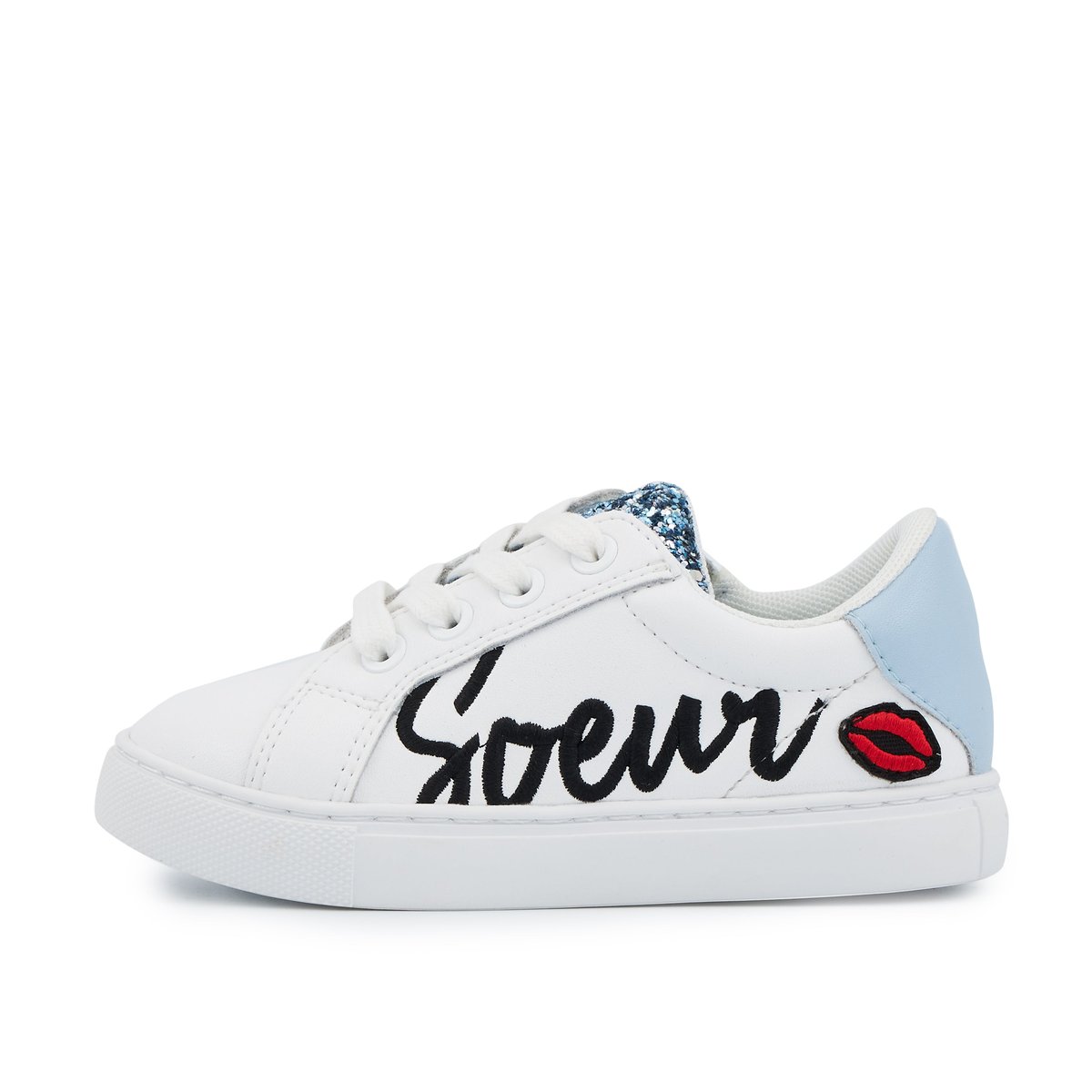 Baskets Enfant En Cuir Mini Simone Grande Soeur blanc, BONS BAISERS