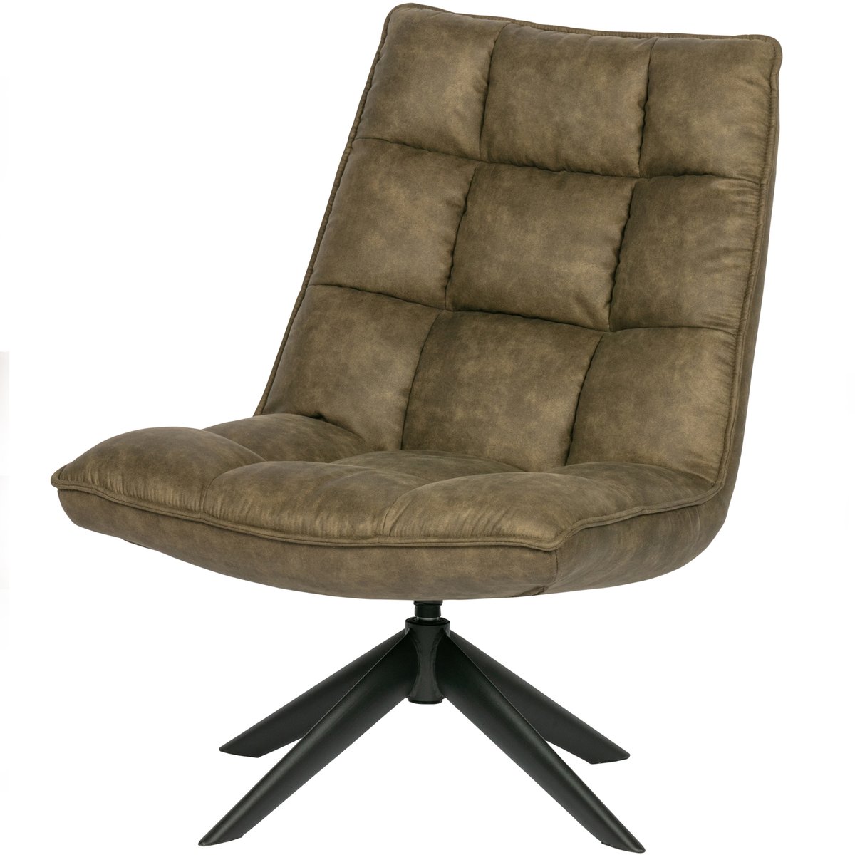 Fauteuil rotatif en aspect cuir JOUKE vert, WOOOD