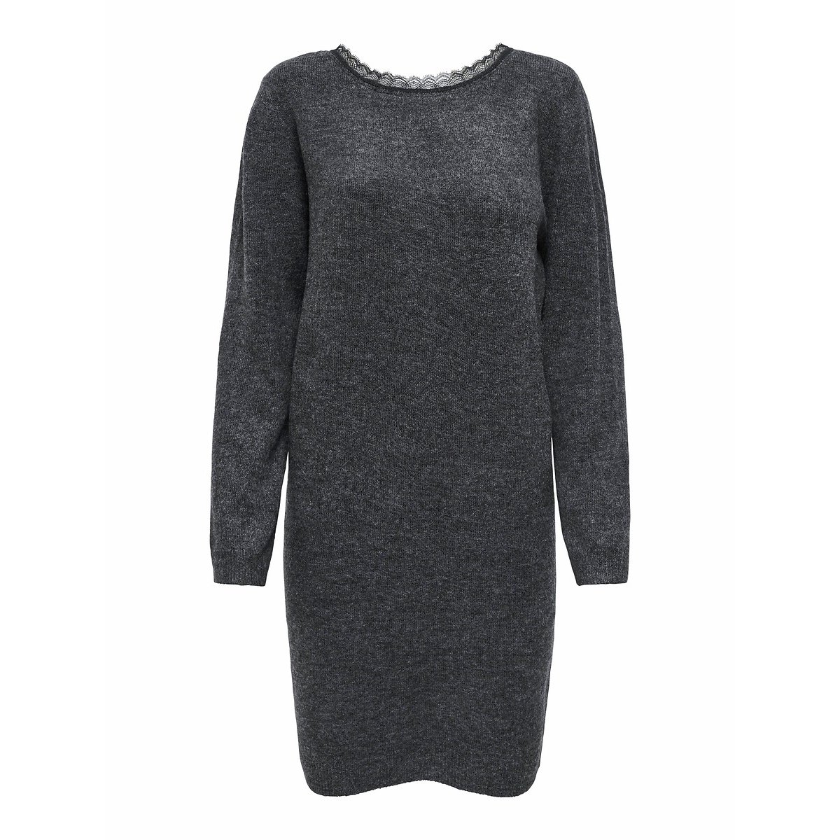 Robe pull col V en dentelle gris, ONLY