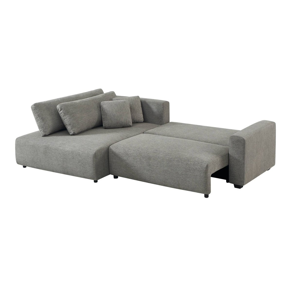 Canapé d'angle gauche convertible 3 places tissu avec coffre WIDE gris foncé, SWEEEK