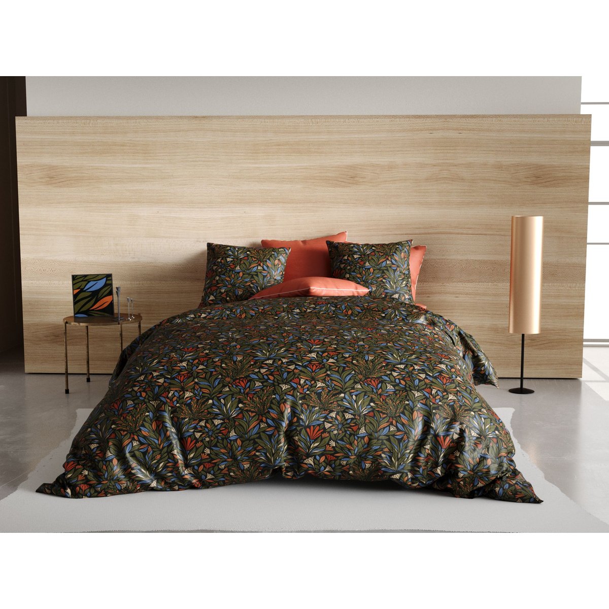 Housse de couette + taie Percale Bogota vert, EDEN