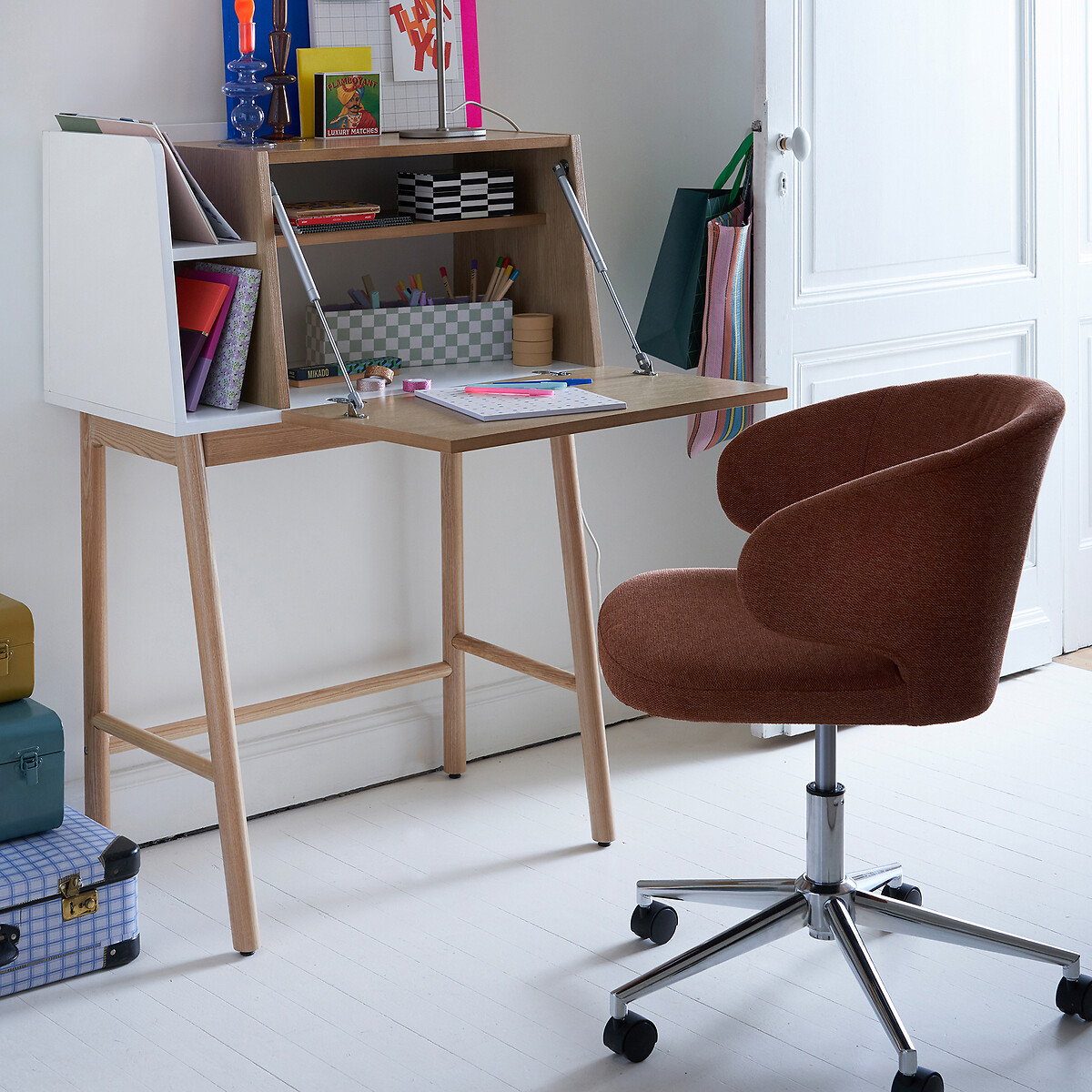 Fauteuil de bureau à roulettes, Elga terracotta, LA REDOUTE INTERIEURS