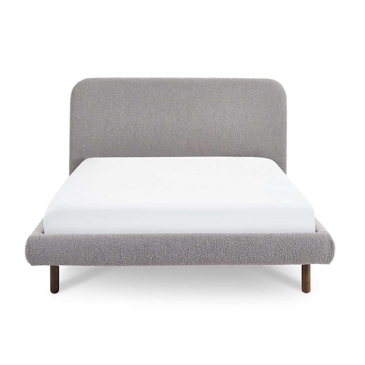 Aalya Textured Boucle Bed with Curved Headboard grey, SO'HOME