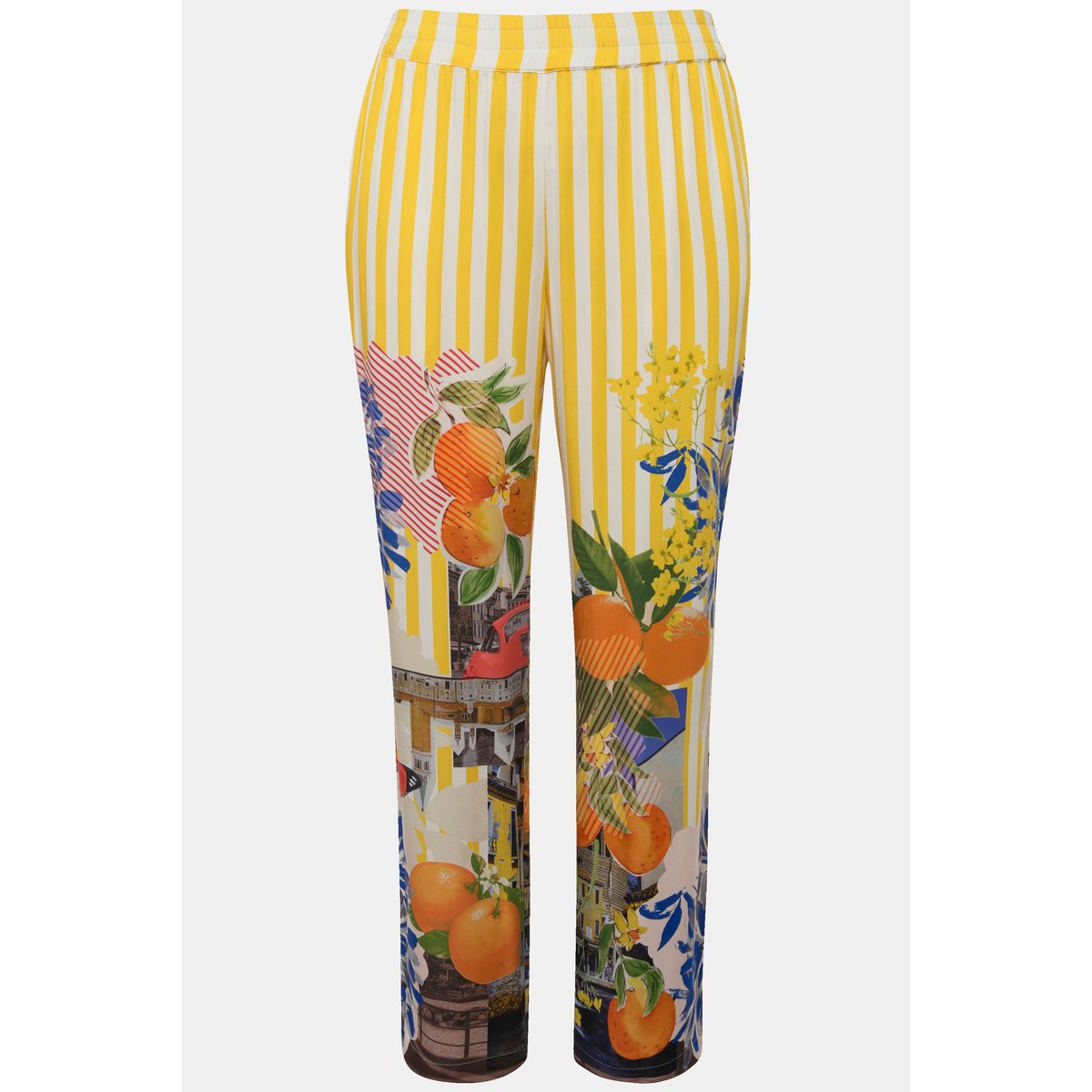 Pantalon à rayures et motif oranges citron, ULLA POPKEN