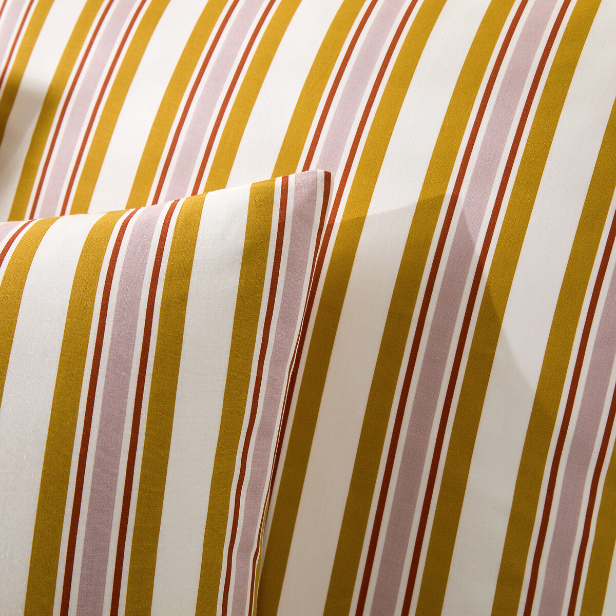 Dairis 30% Recycled Cotton Duvet Cover Set with Rectangular Pillowcase yellow/mauve, LA REDOUTE INTERIEURS