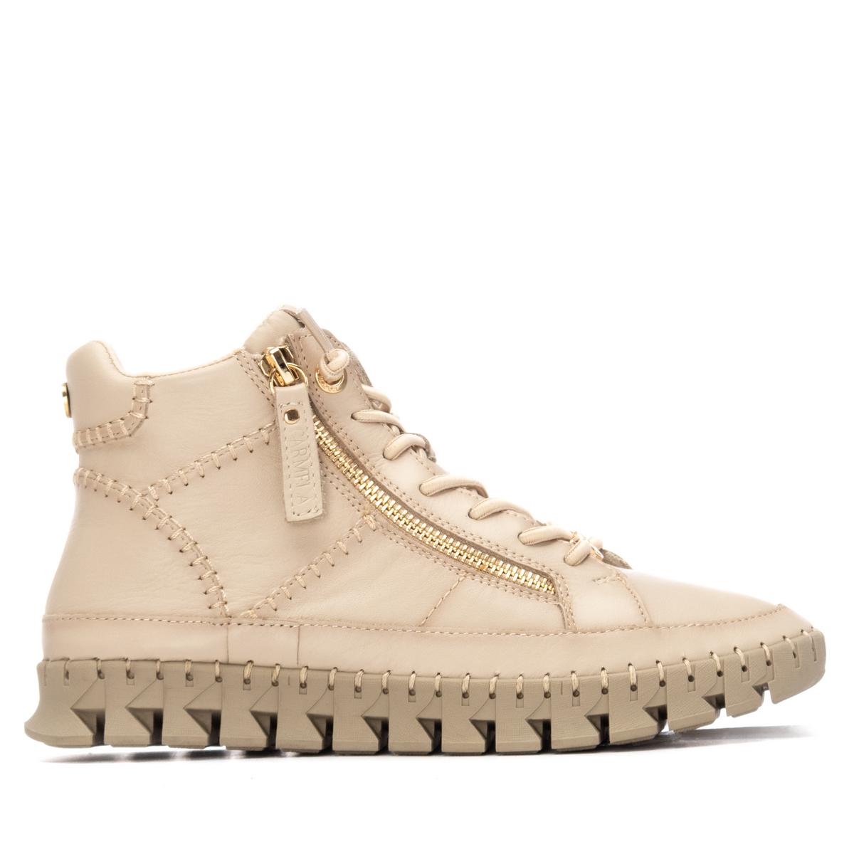 Baskets Plaine Fermeture éclair beige, CARMELA