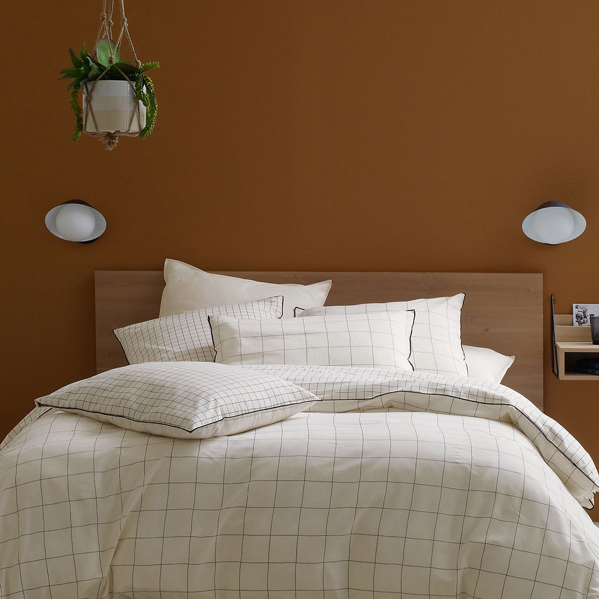 Housse de couette coton lavé, Basile imprimé carreaux, LA REDOUTE INTERIEURS