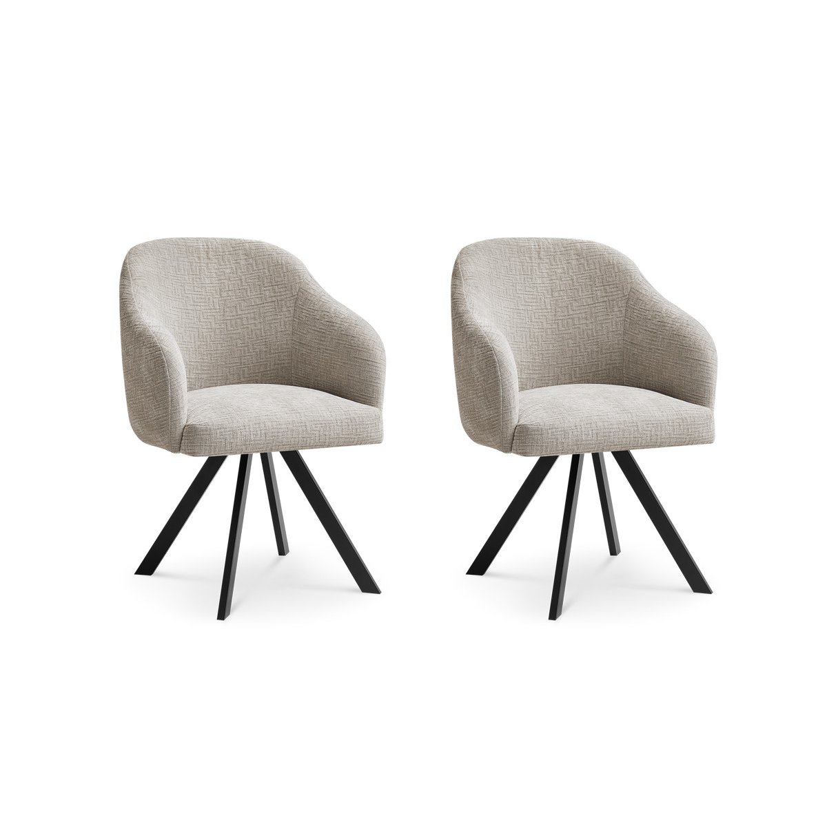 Lot de 2 chaises tissu texturé, SOPHIE beige, BOBOCHIC