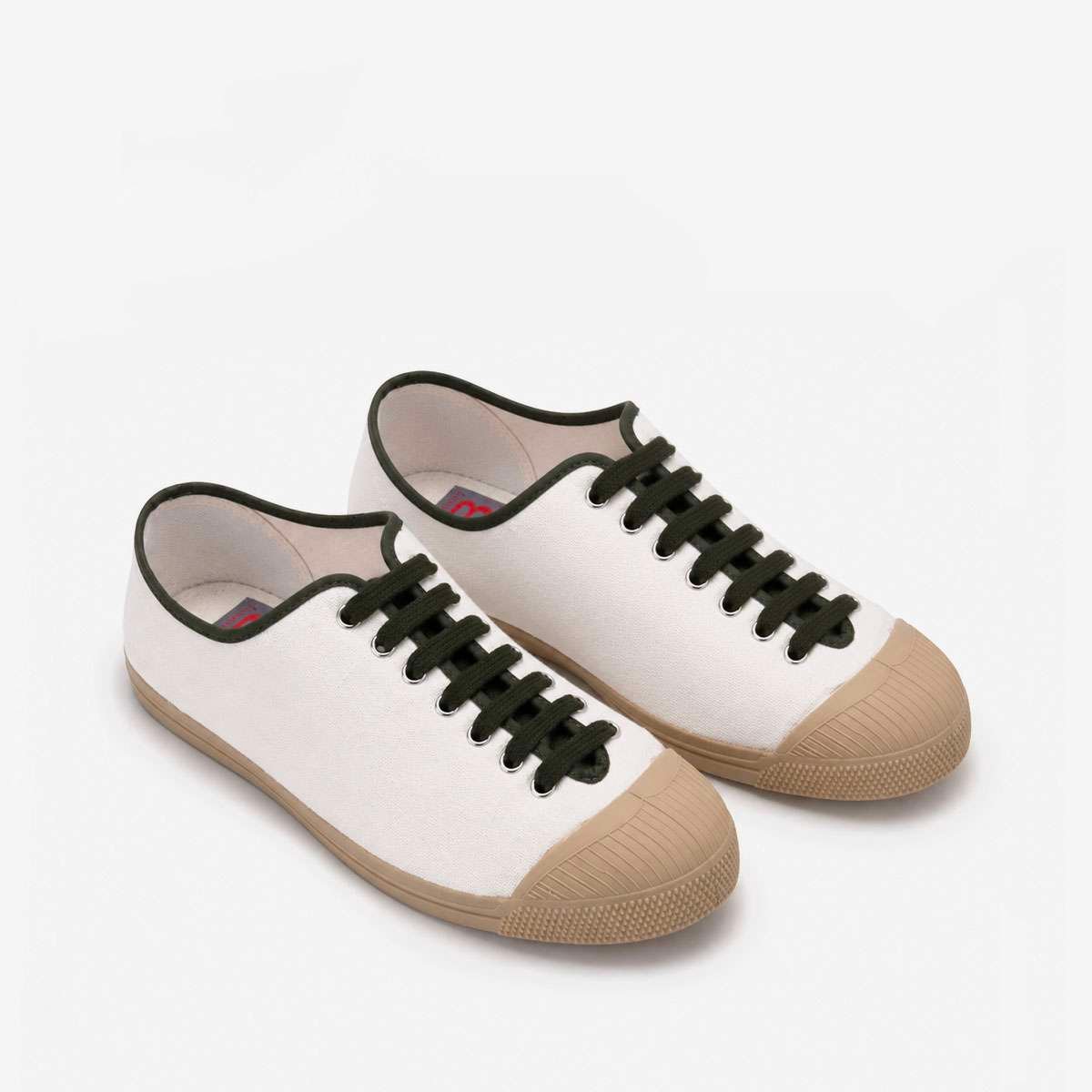 Tennis à lacets Boxe en coton ecru, BENSIMON