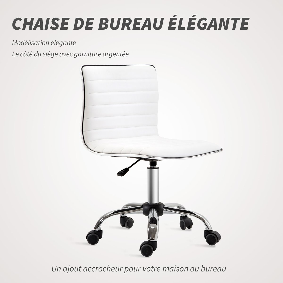 Chaise de bureau Polyuréthane Blanc blanc, HOMCOM