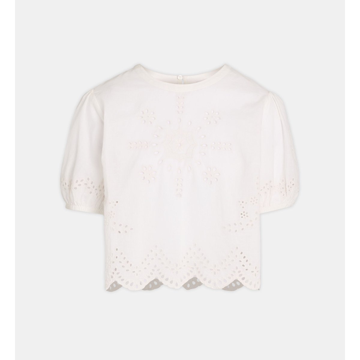 Top court confort flora schif à broderie anglaise blanc, GALERIES LAFAYETTE