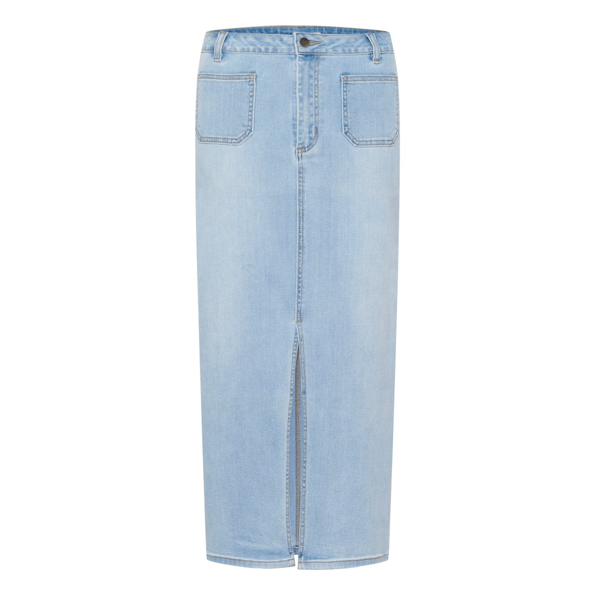 Denim skirt bleu light blue washed denim, KAFFE