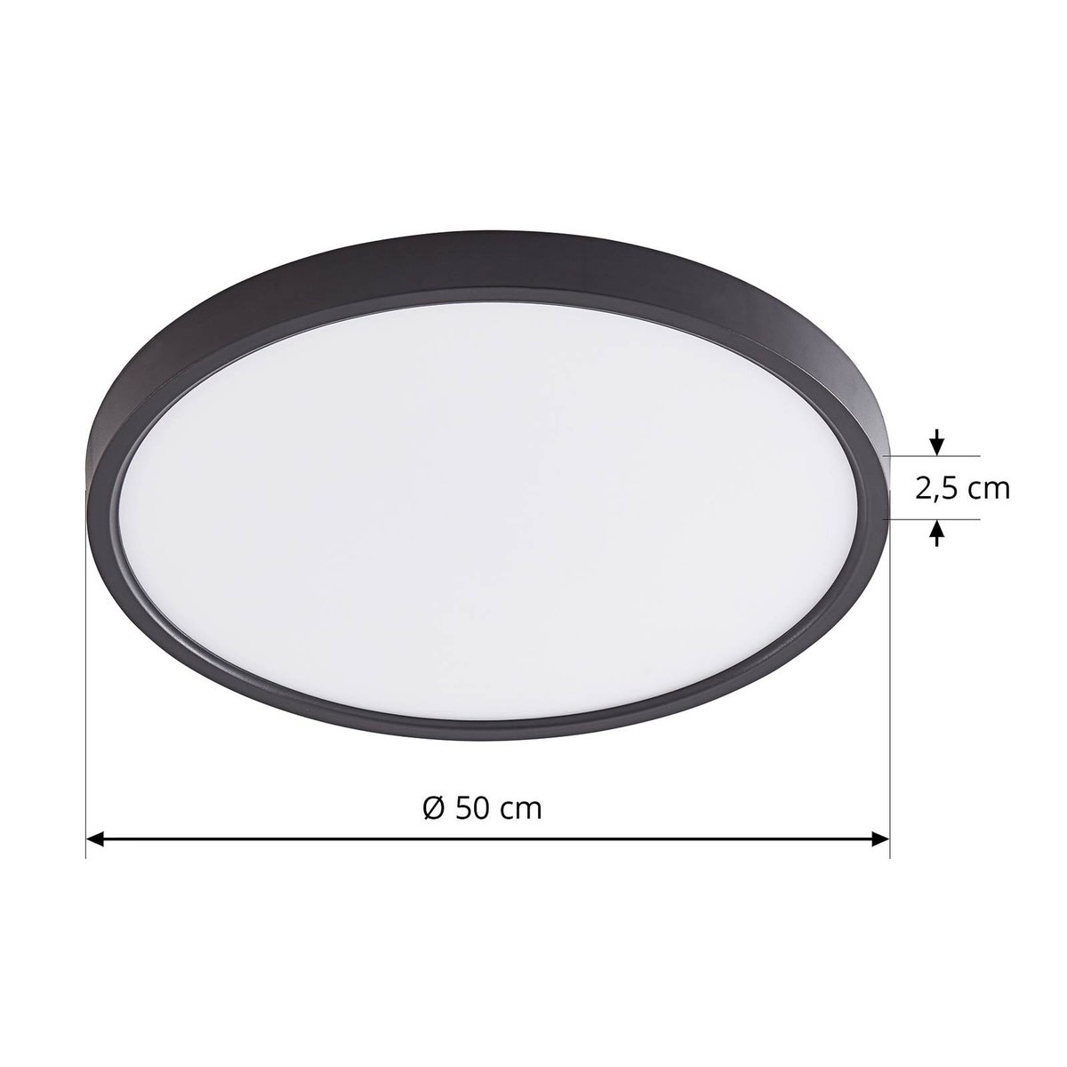 Plafonnier moderneLED, Pravin noir mat, blanc, LINDBY