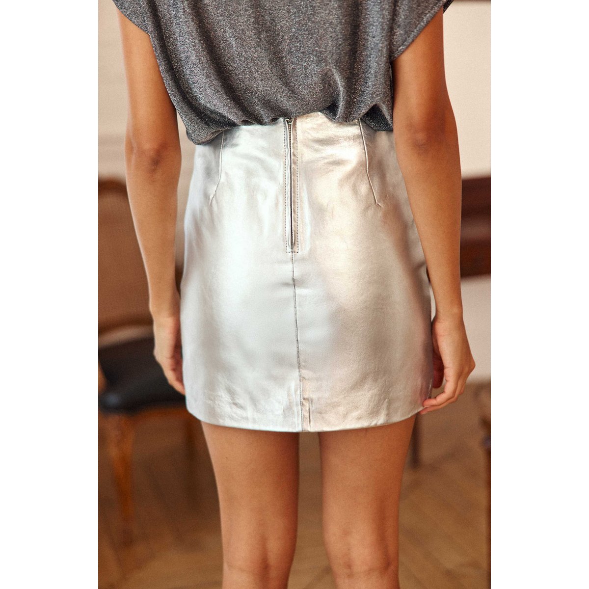 Jupe courte droite uni FINLEY 69-argent, LA PETITE ETOILE