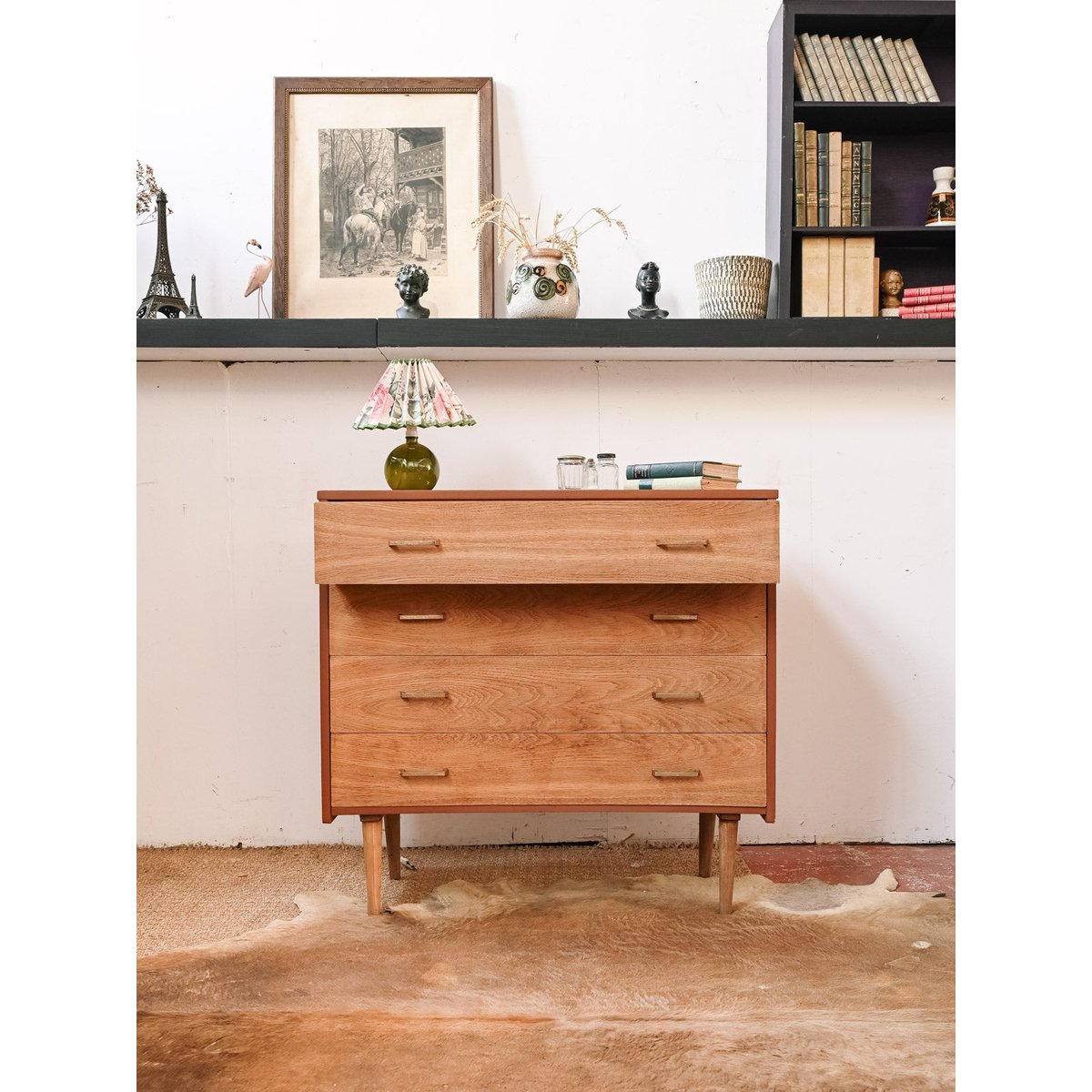Commode scandinave en bois Olga N°1085 - Bon état bois clair, DEBONGOUT