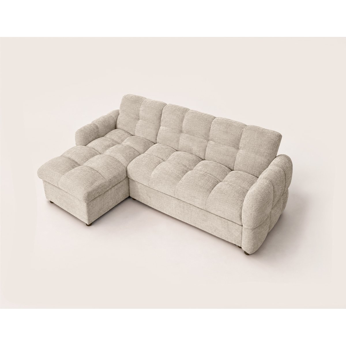 Canapé d'angle convertible velours texturé, OCTAVE beige, BEST MOBILIER