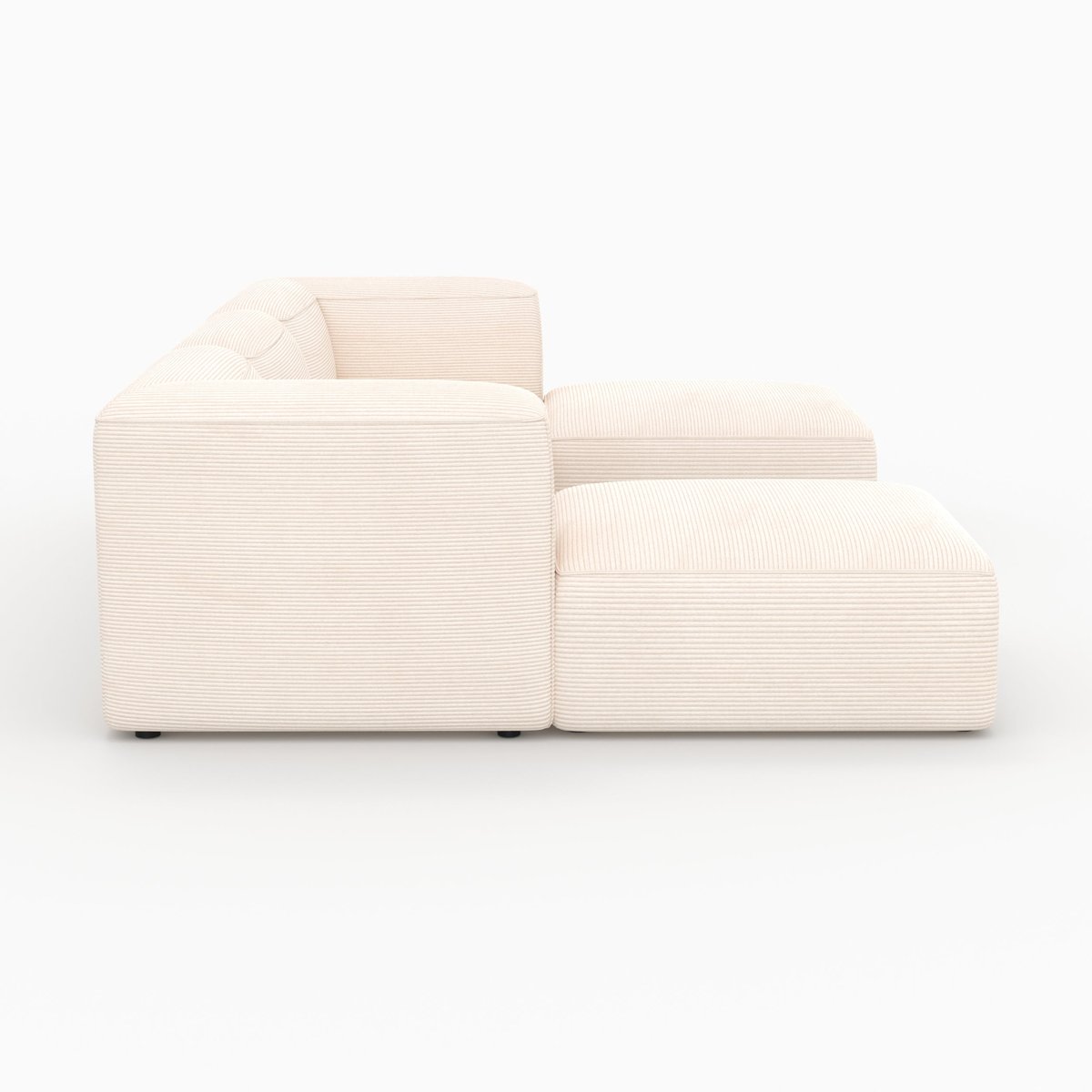 Canapé modulable en velours avec pouf - MINA blanc cassé, MAISON PAVANE
