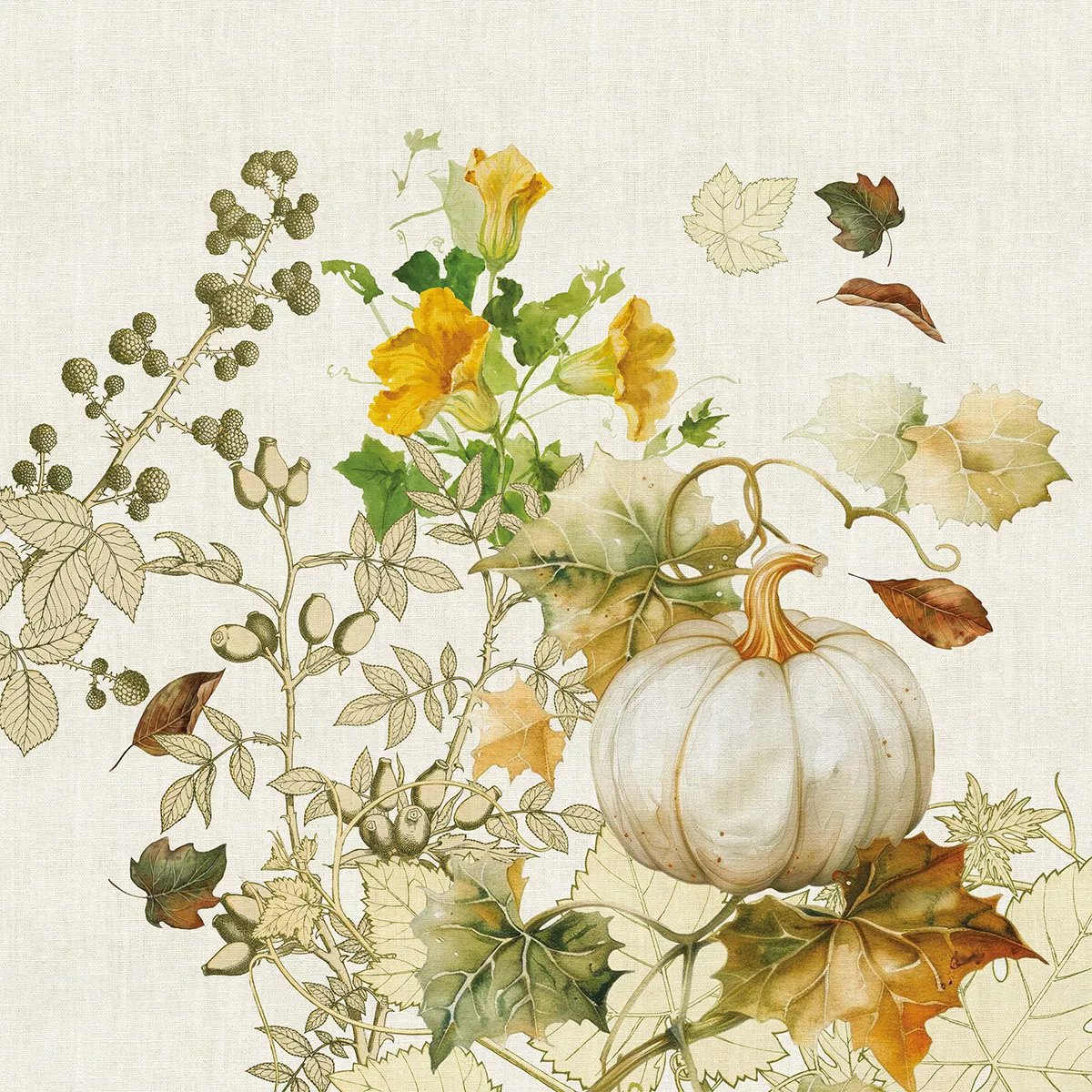 Serviette lin & coton lavé DELICES D'AUTOMNE potiron, GARNIER THIEBAUT