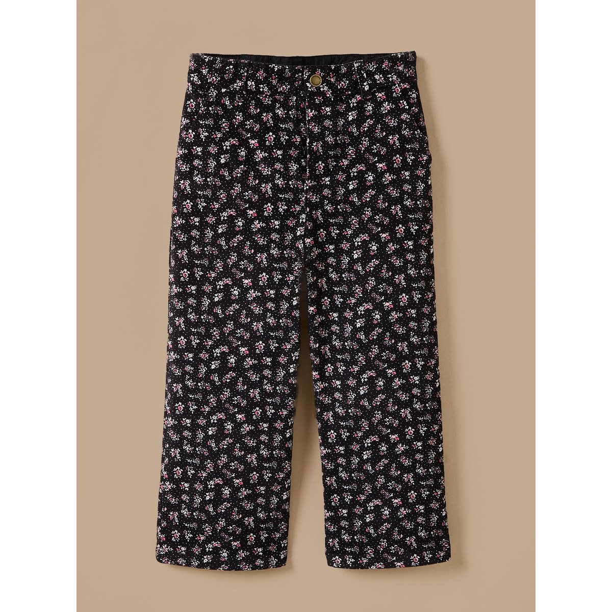Pantalon large velours imprimé imprimé confettis fonce, CYRILLUS