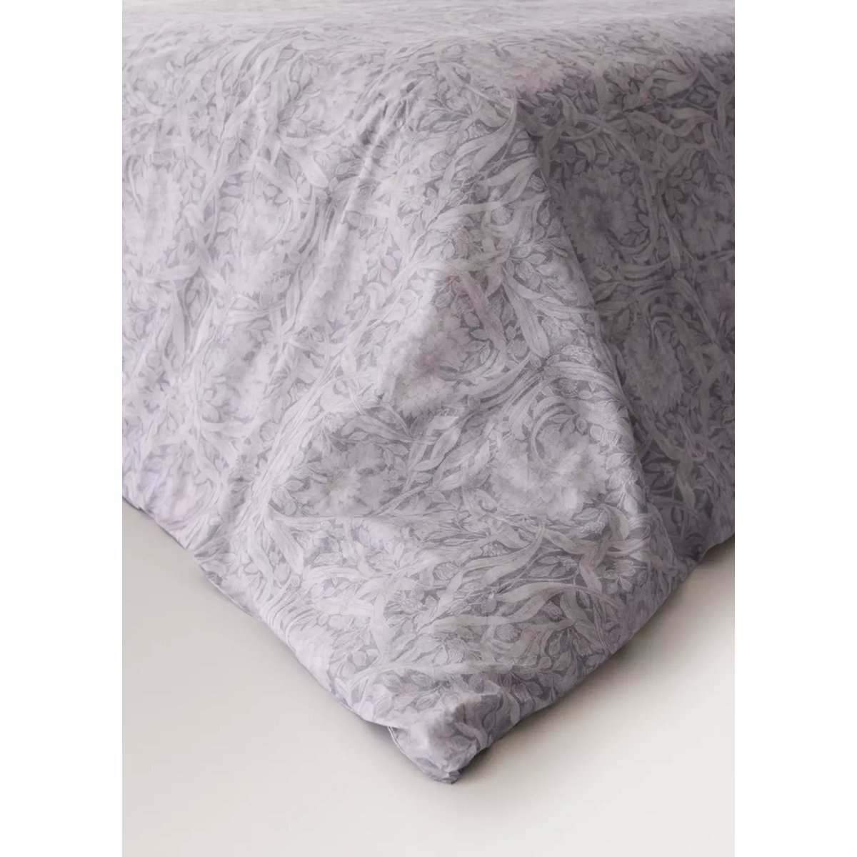 Housse de couette percale de coton 200 fils imprimé fleur décorative lit 90 cm gris foncé, MANGO HOME