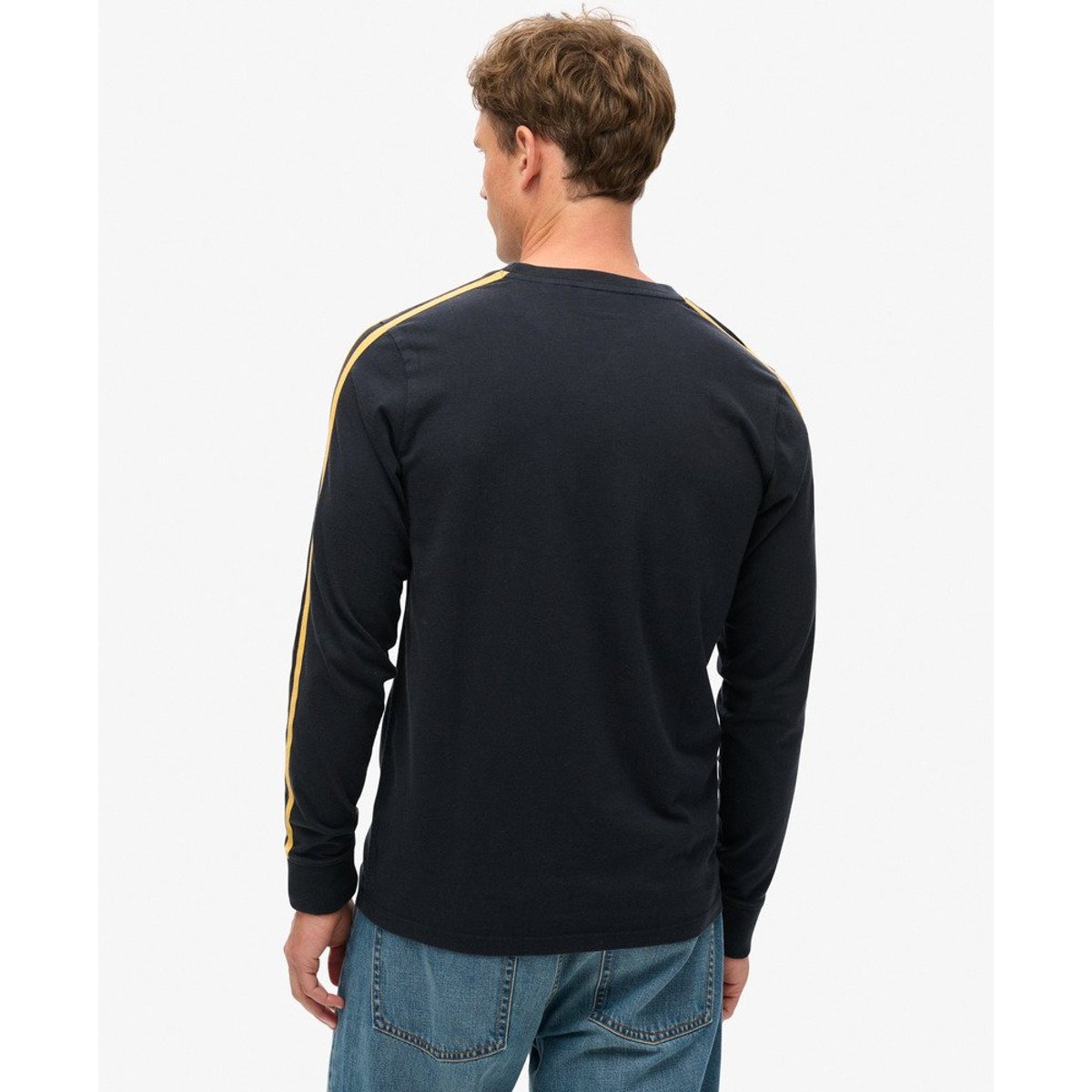 Haut à manches longues à logo rétro Essential bleu marine éclipse, SUPERDRY
