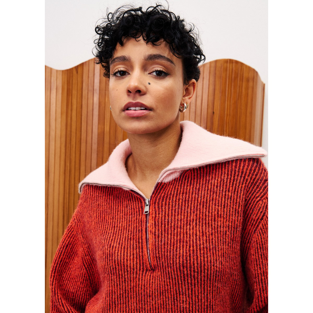 Pull col roulé PALOMA rouge, FRNCH