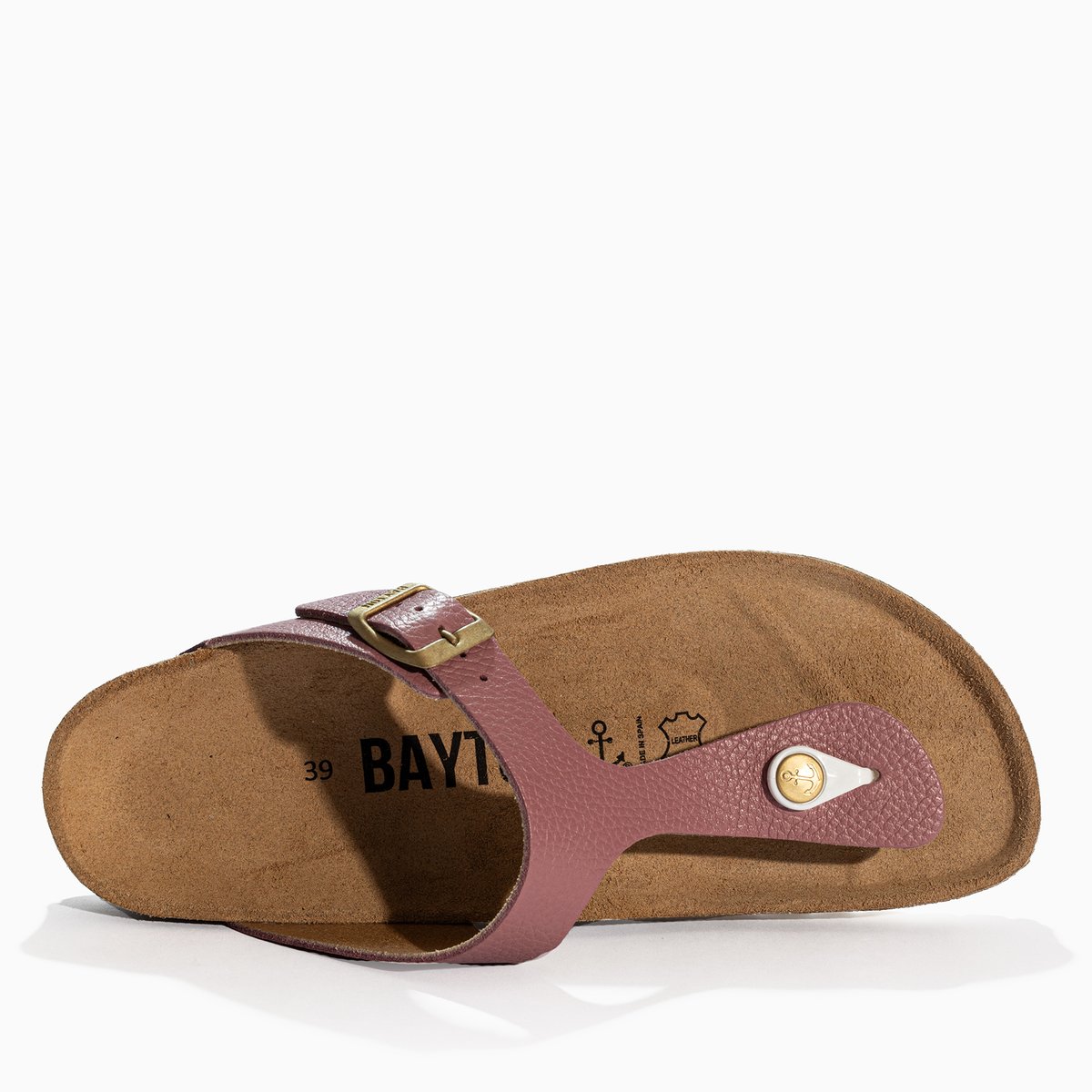 Tongs en cuir MERCURE rose, BAYTON