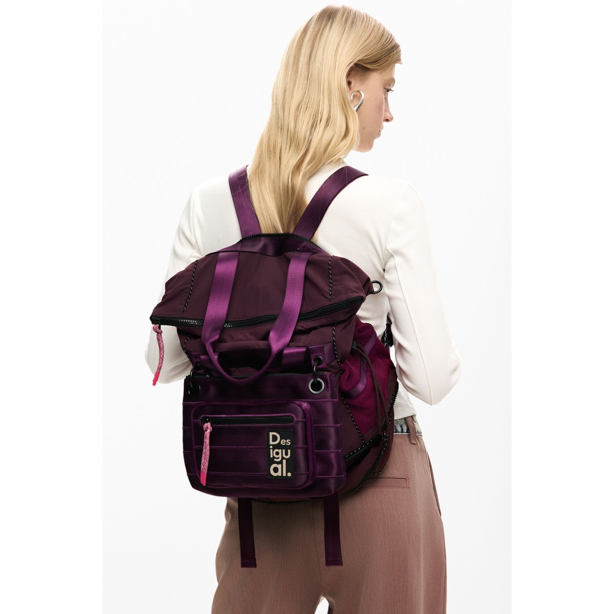 Grand sac à dos voyager multiposition rouge, DESIGUAL