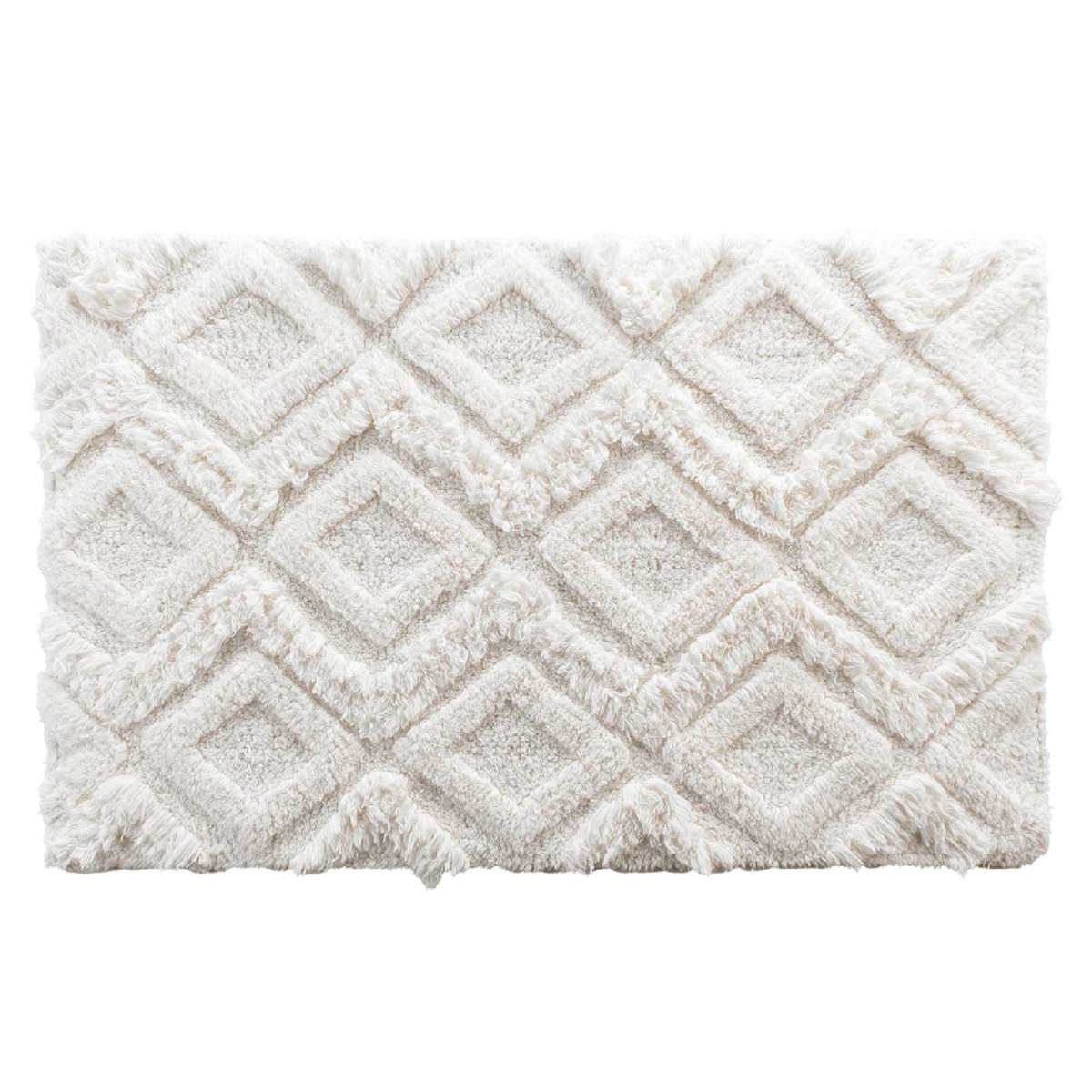 Tapis de Bain Ikatis Uni avec Reliefs blanc, DOUCEUR D'INTÉRIEUR