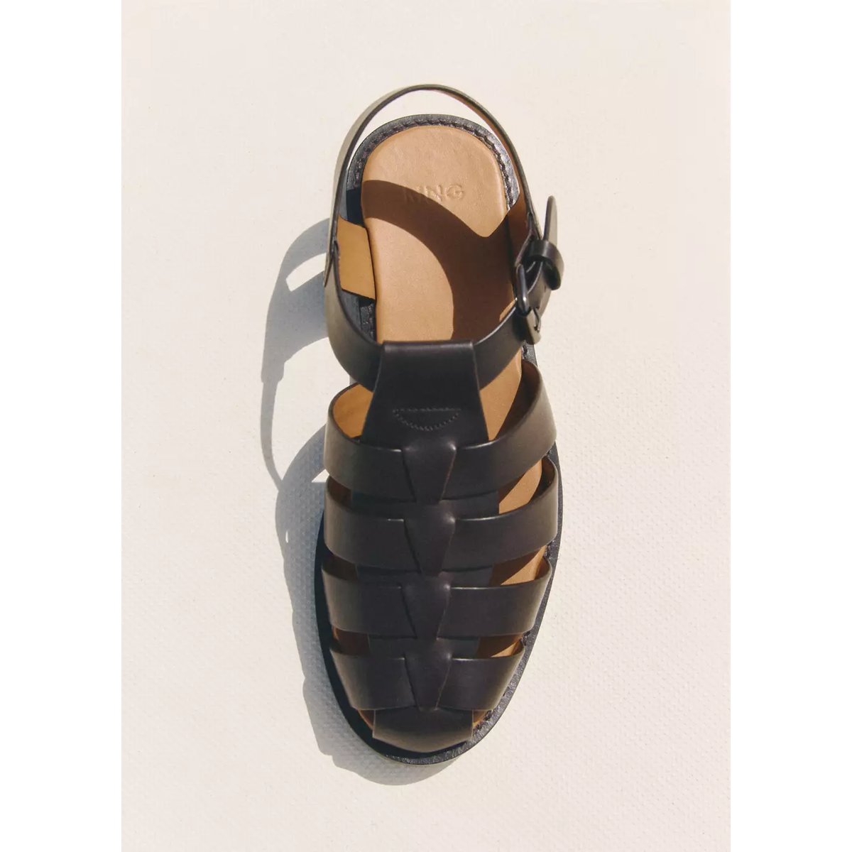 Sandales Méduse 100 % cuir marron, MANGO MAN