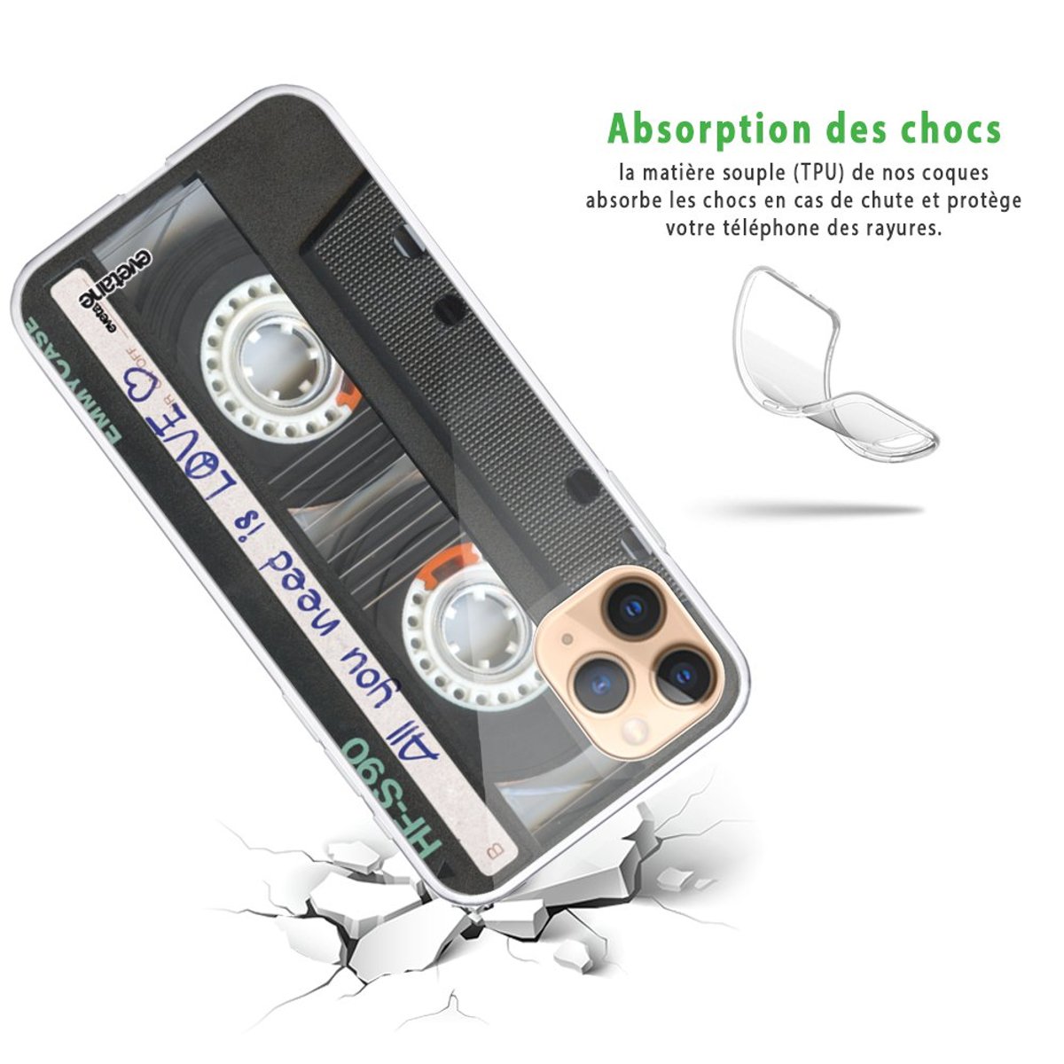 Coque 360 iPhone 11 Pro Max cassette, EVETANE