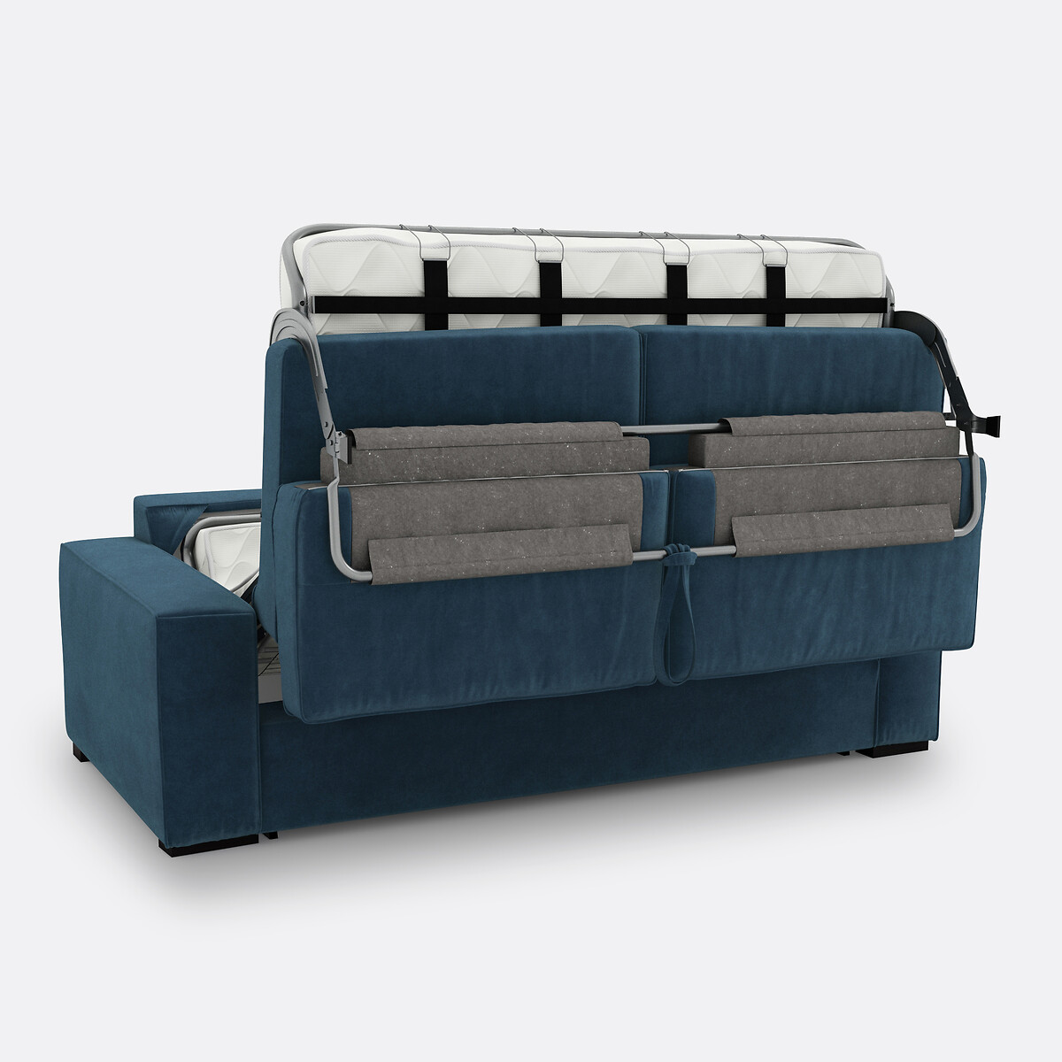 Schlafsofa aus Velours, 2-, 3- oder 4-Sitzer, Comfort Bultex® Cécilia porzelanblau, LA REDOUTE INTERIEURS