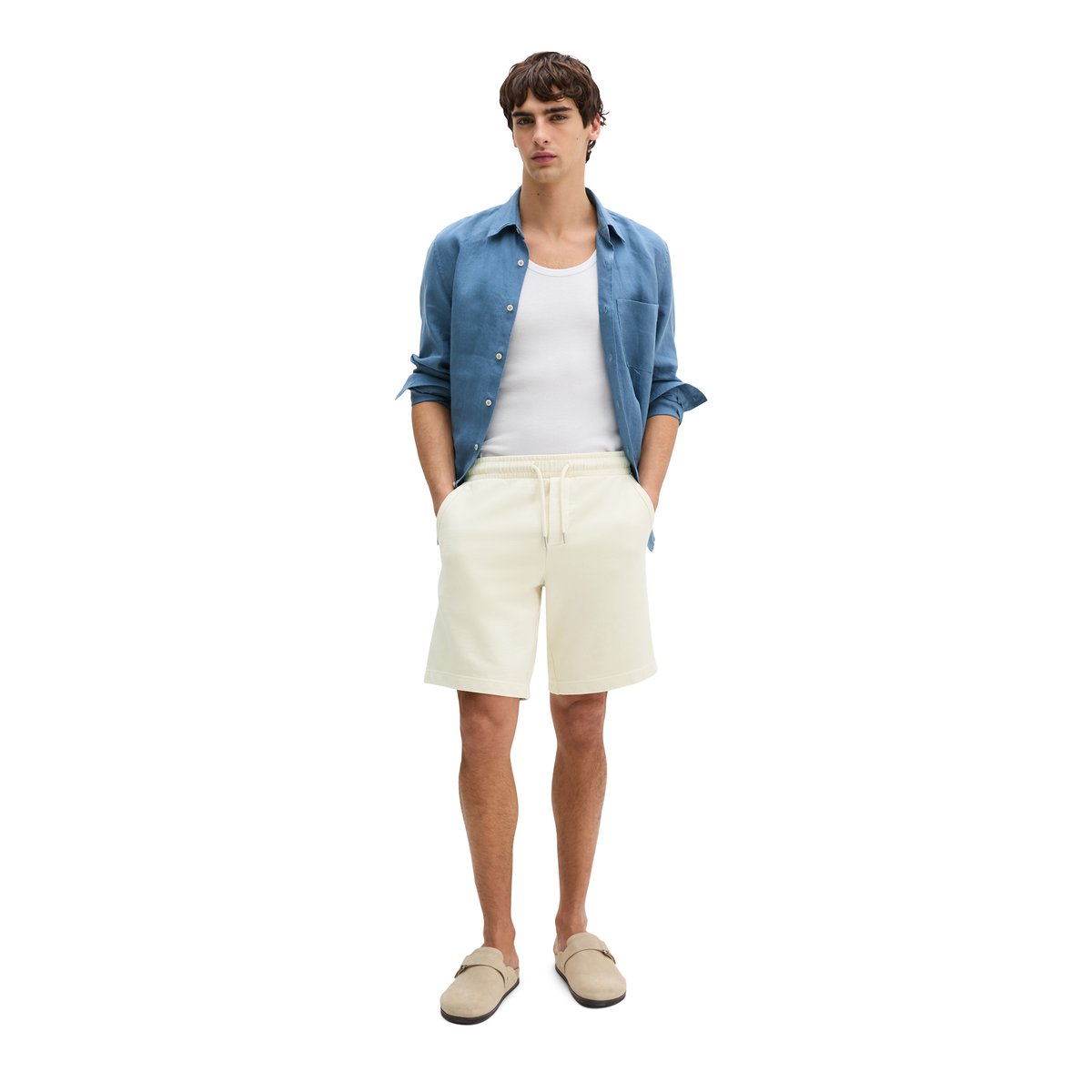 Sweatshort régulier en coton bio doux beige, MARC O'POLO
