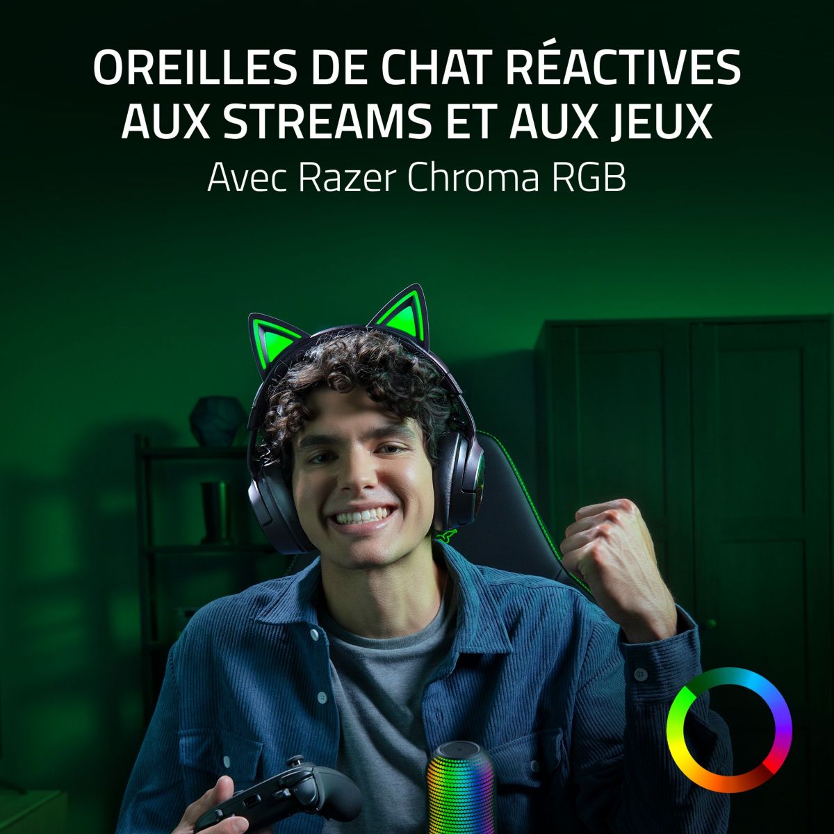 Casque gamer KRAKEN KITTY V3 PRO NOIR couleur unique, RAZER