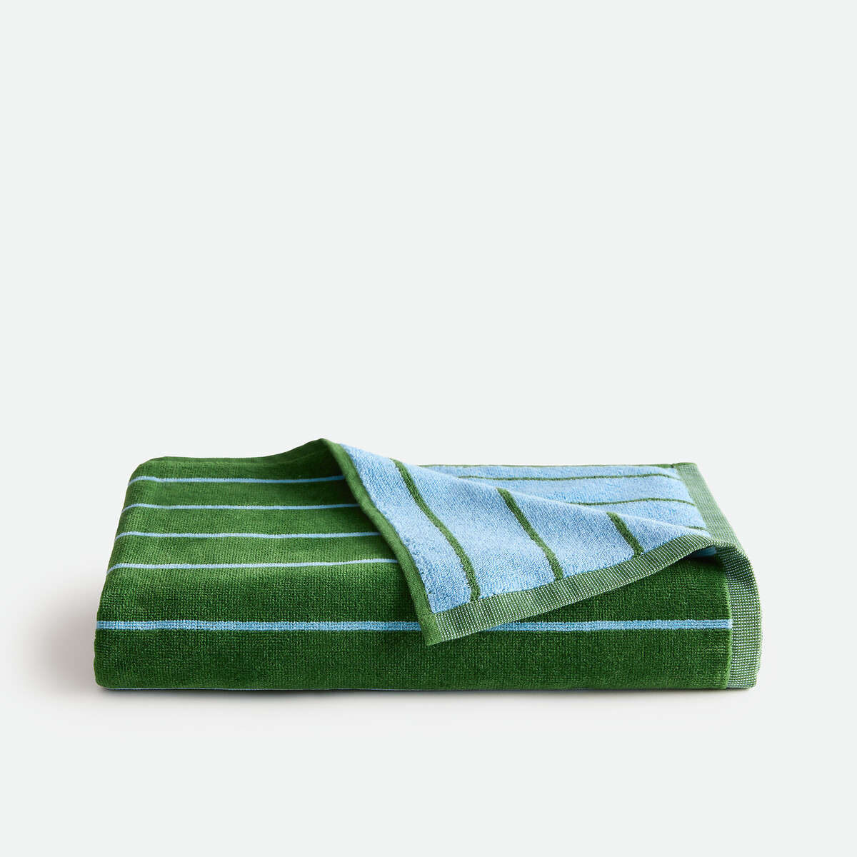 Toalha às riscas, veludo turco 500g, MARINI verde/azul, LA REDOUTE INTERIEURS