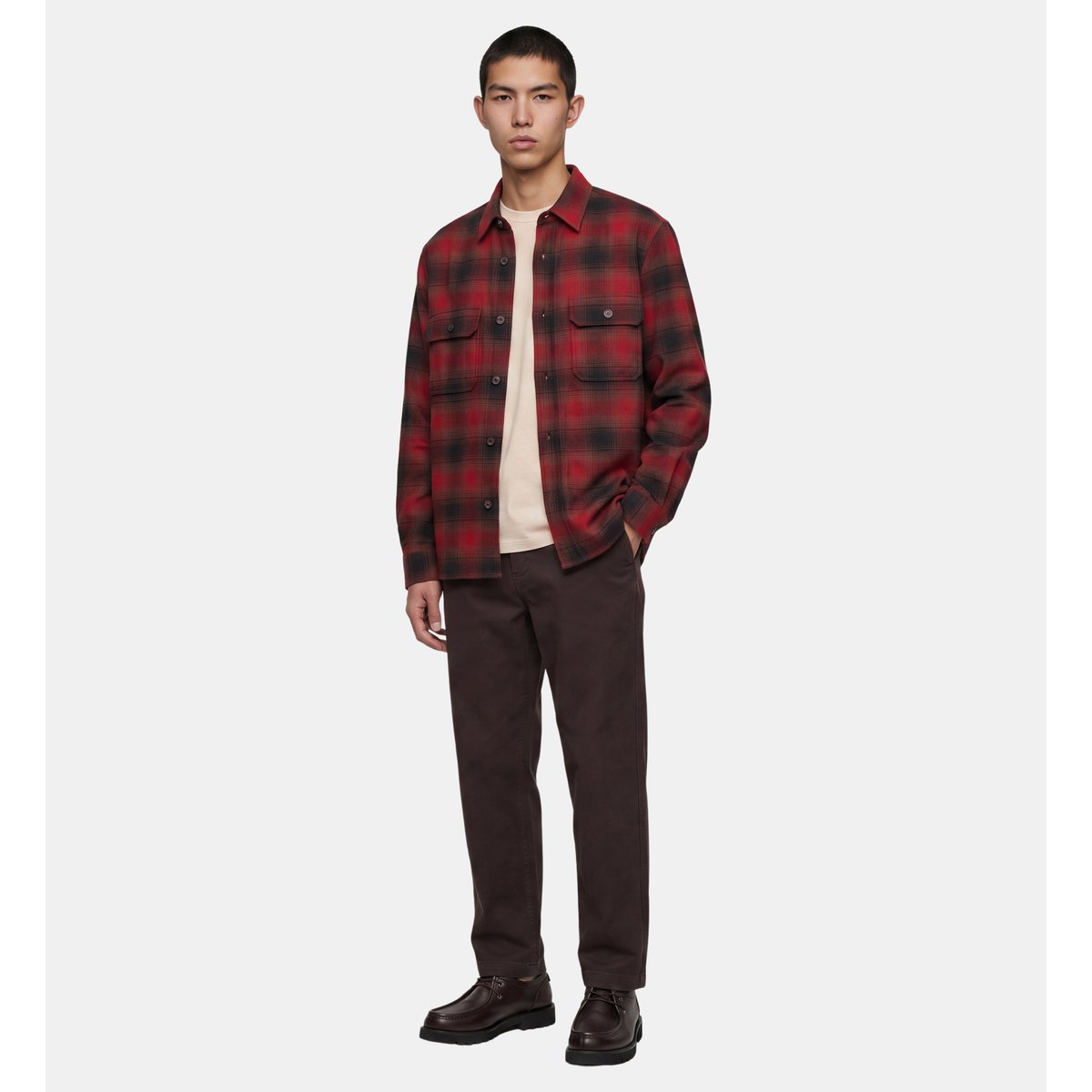 Surchemise toverek 3 coton rouge marron, GALERIES LAFAYETTE