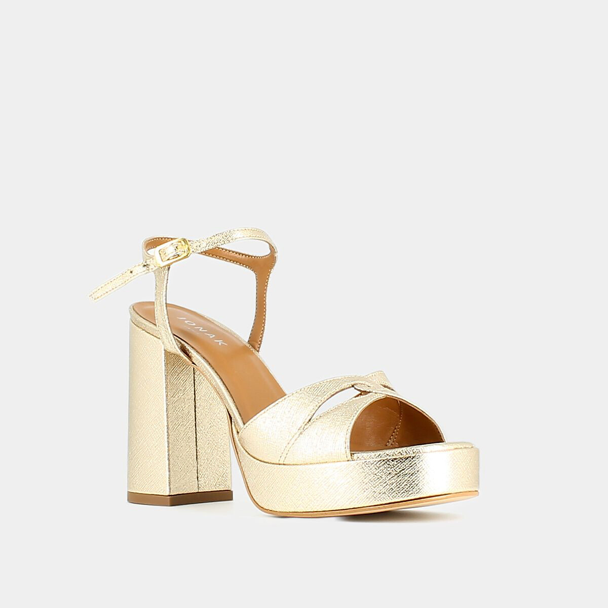 Sandales en cuir Justine, plateforme platine, JONAK