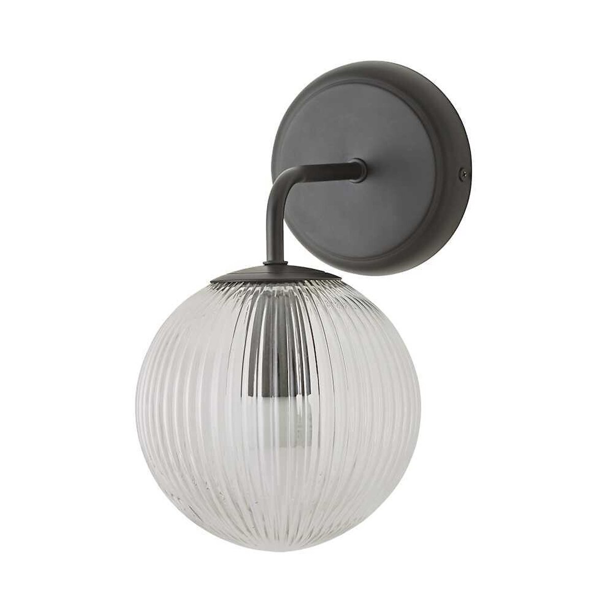 Kemp Wall Light with Ribbed Glass Globe Shade black, SO'HOME