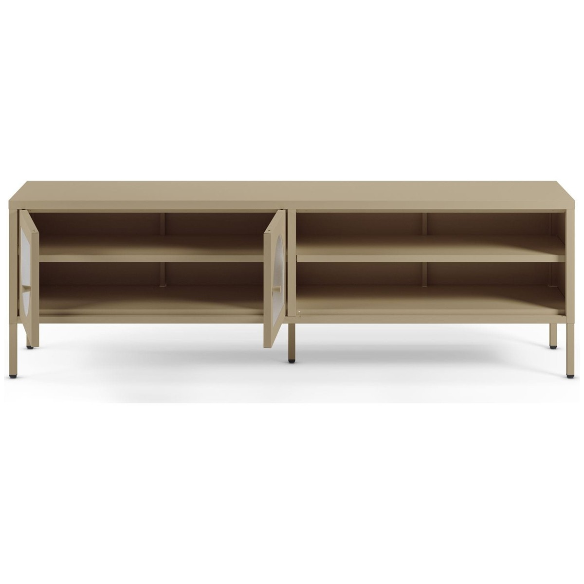 Meuble TV 2 portes 2 niches en métal - YSIA beige, HOMIFAB