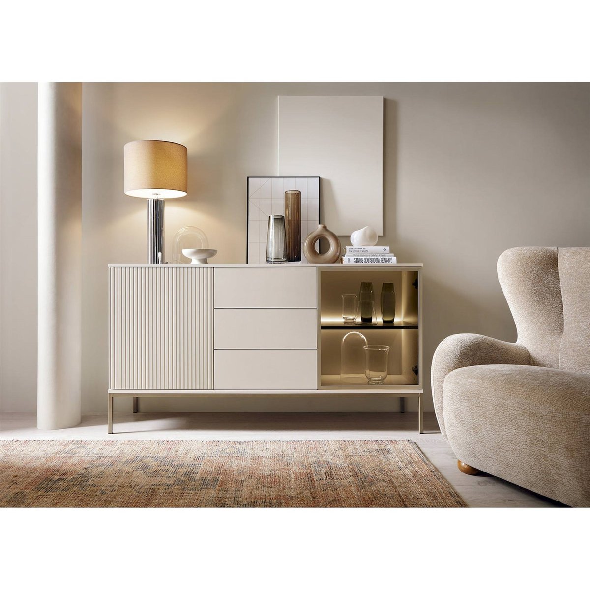 Buffet collection TOSENA avec éclairage LED cachemire, RECOLLECTION