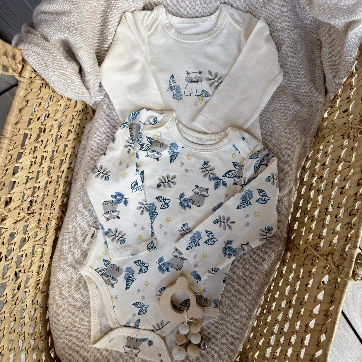 Lot de 2 bodies bébé manches longues Québec vanille, PETIT BEGUIN