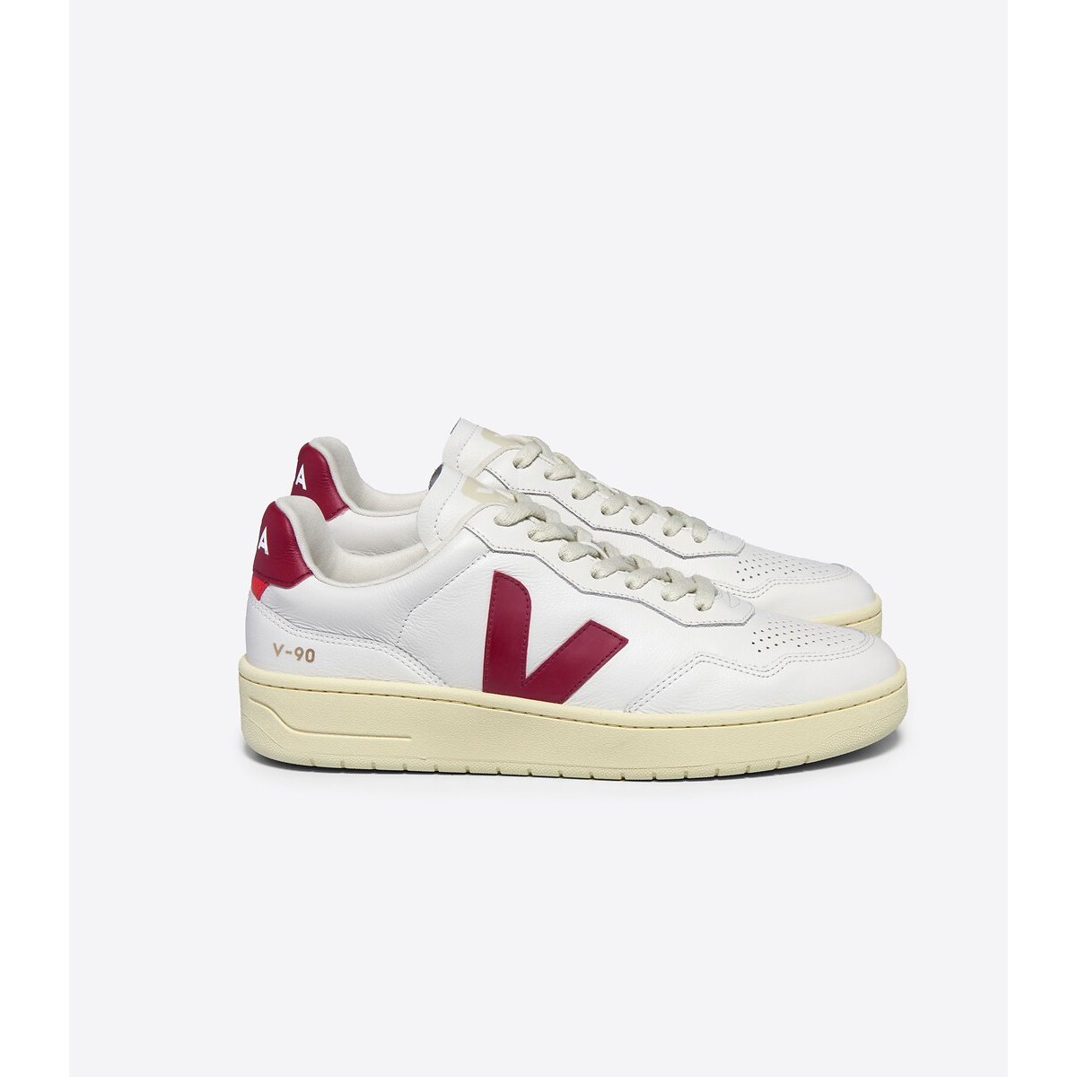Sapatilhas V-90 branco/vermelho, VEJA