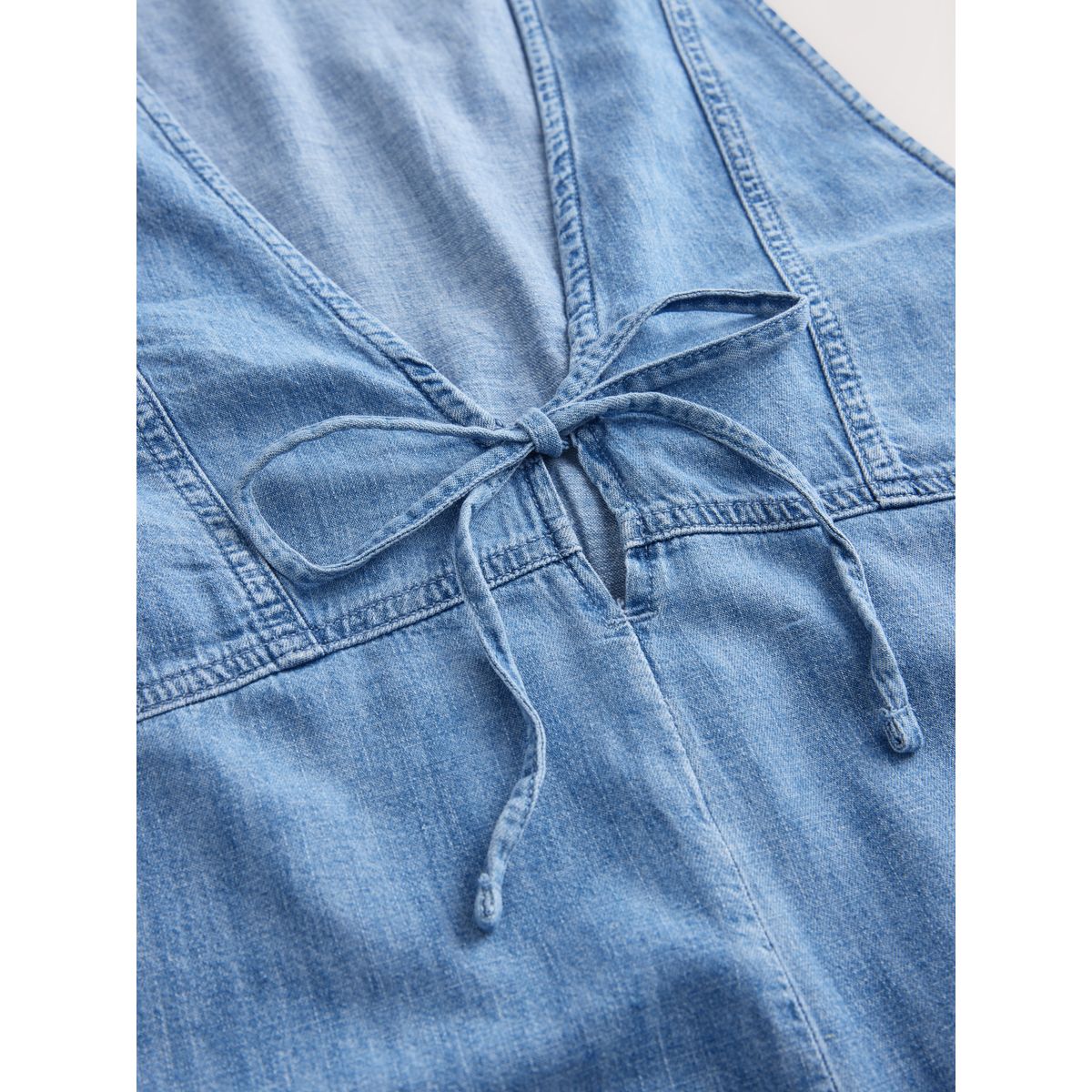 Combi-short en jean avec lien à nouer devant bleu moyen, NEXT