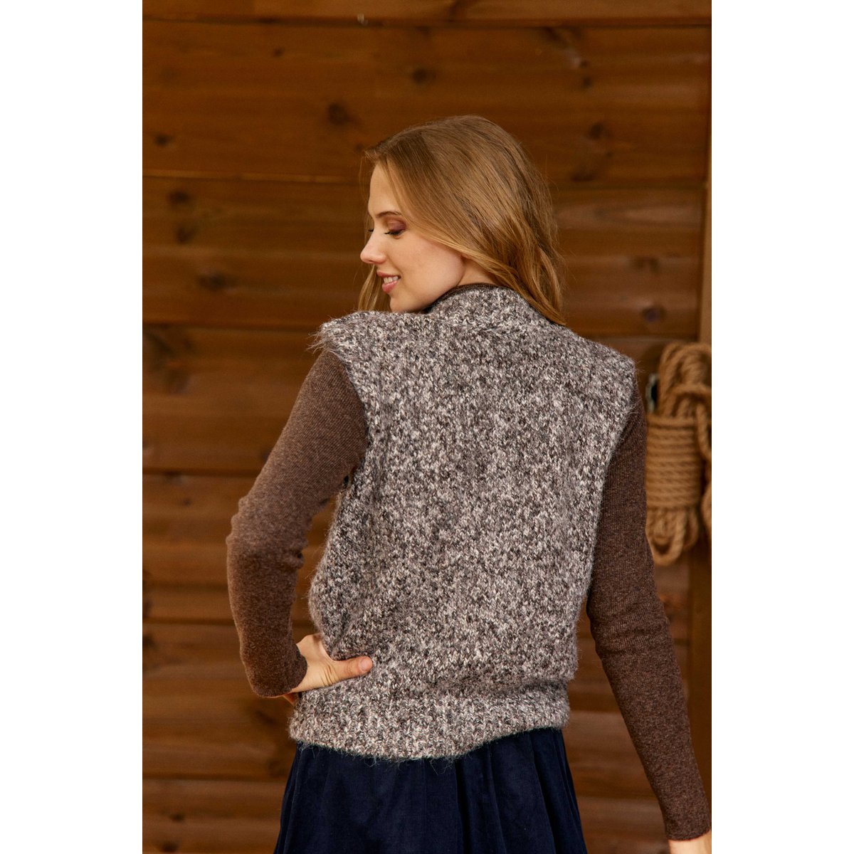 PULL uni MAIRO 16-marron/ecru, LA PETITE ETOILE