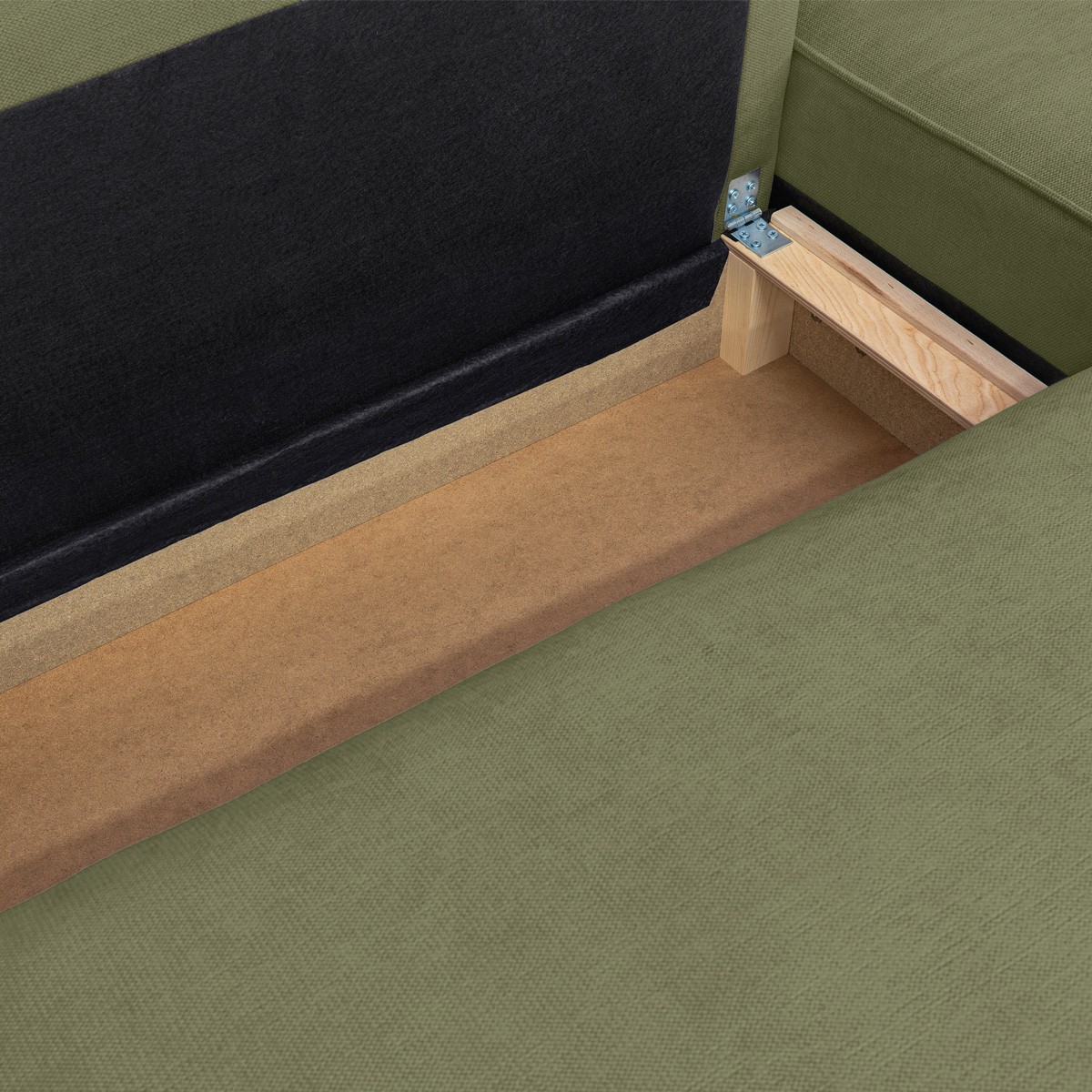 Canapé d'angle convertible 4 places en tissu chenille - LIVIA vert olive, HOMIFAB